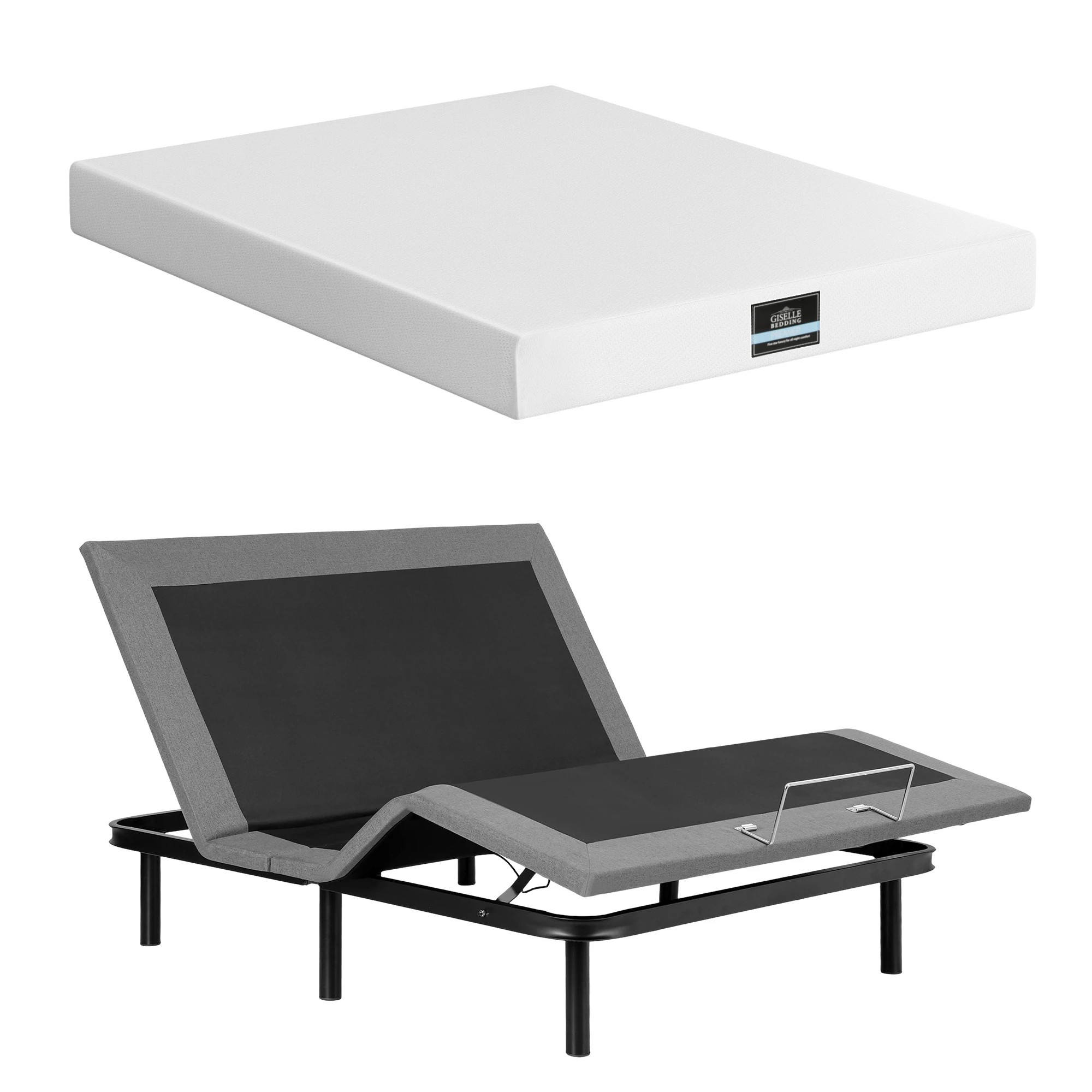 1 Artiss Double Adjustable Bed Frame with Giselle Cooling Gel-Infused Mattress - Multi, 1 of 9