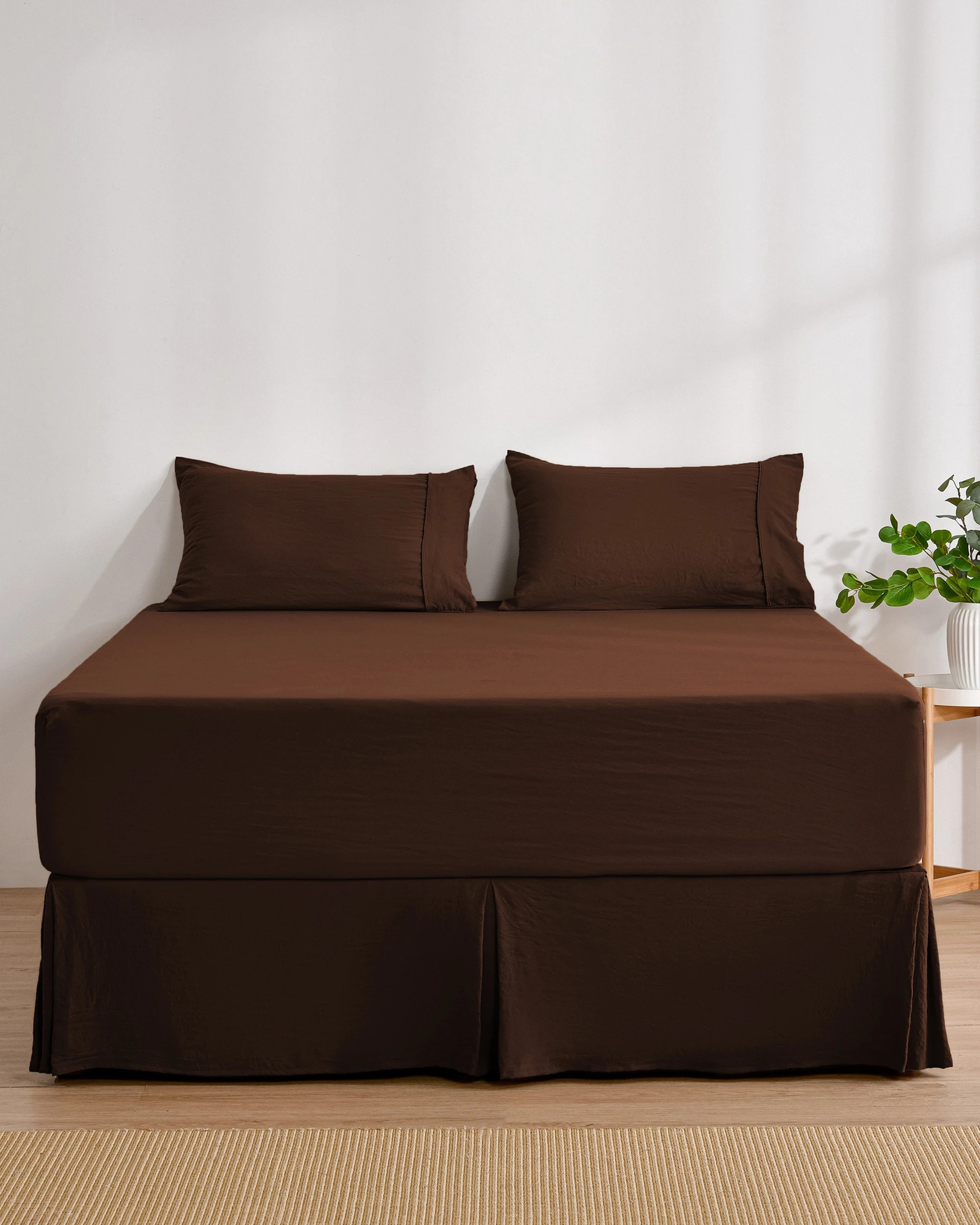 6 Dreamaker Superfine Washed Microfibre Pleated Valance - Queen Bed - Chocolate, 6 of 7