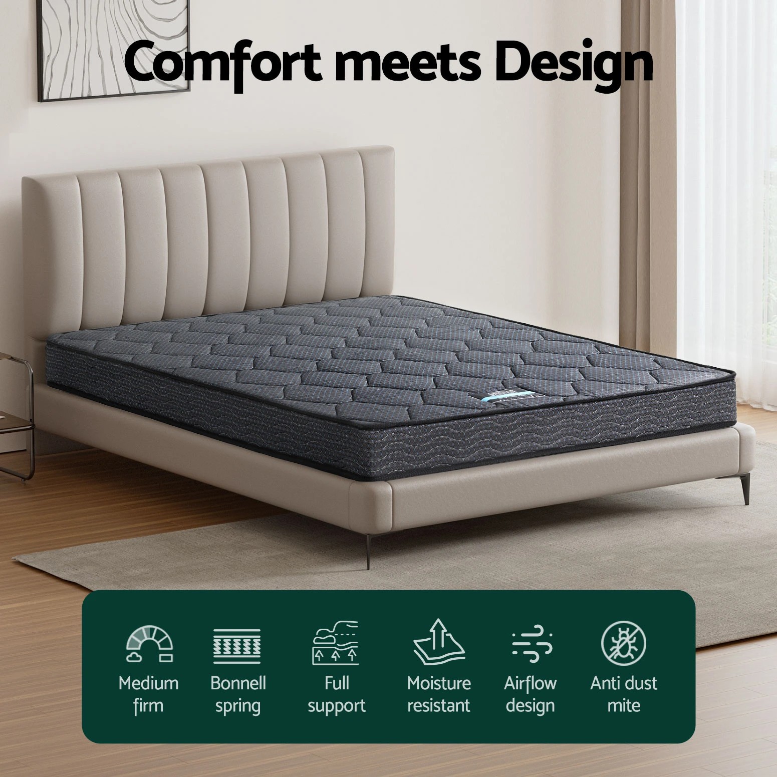 5 16cm Mattress Giselle Bonnell Spring Queen - Queen Bed - Grey, 5 of 7