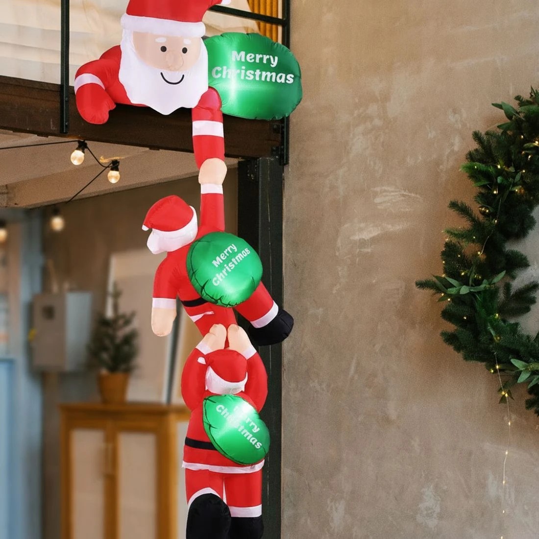 5 Jingle Jollys Christmas Inflatable Climbing Santa 2.5M Height LED Decorations Illuminated - Multi, 5 of 7