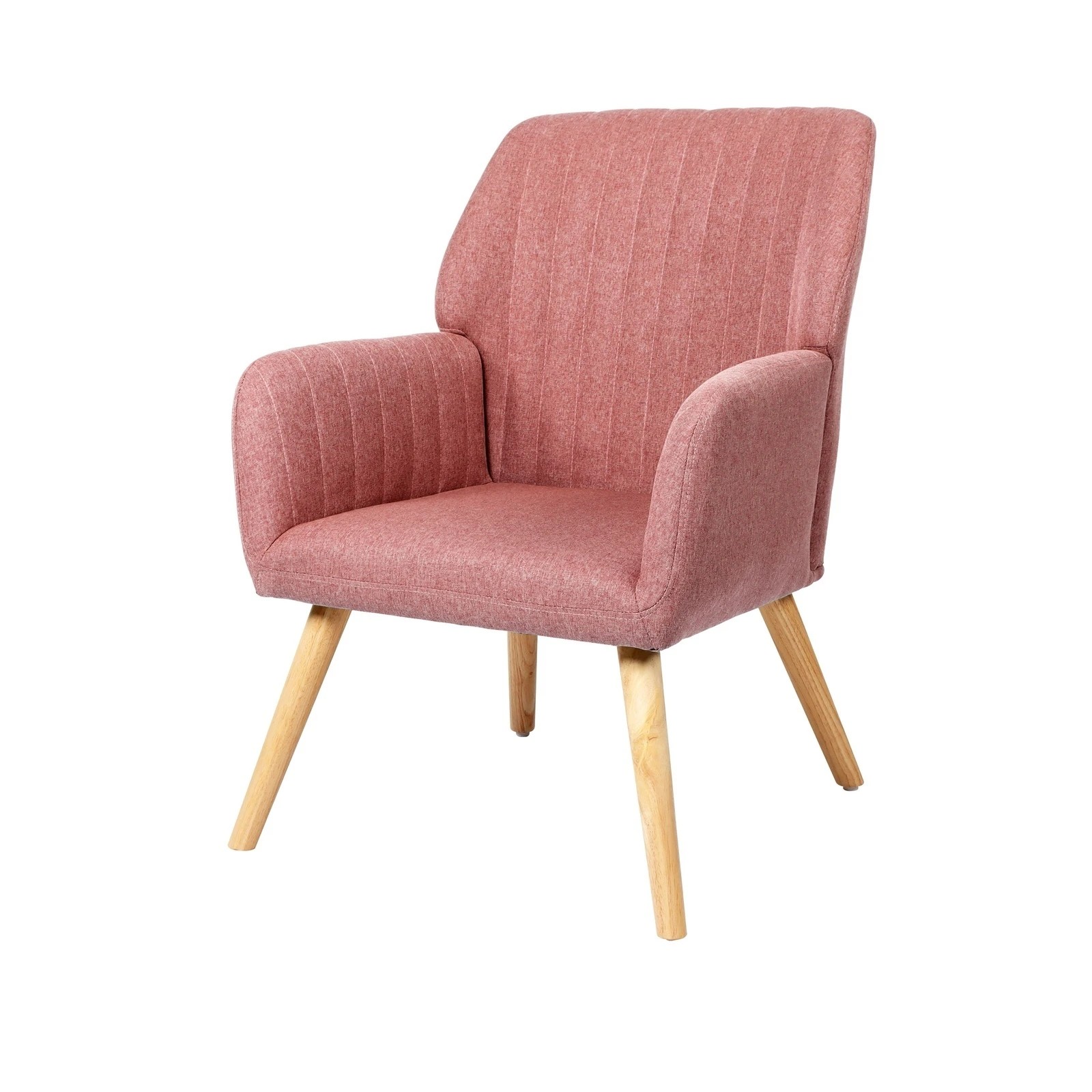 8 Oikiture 2x Armchair Lounge Sofa Chair Fabric Accent Chairs Armchairs - Pink, 8 of 10