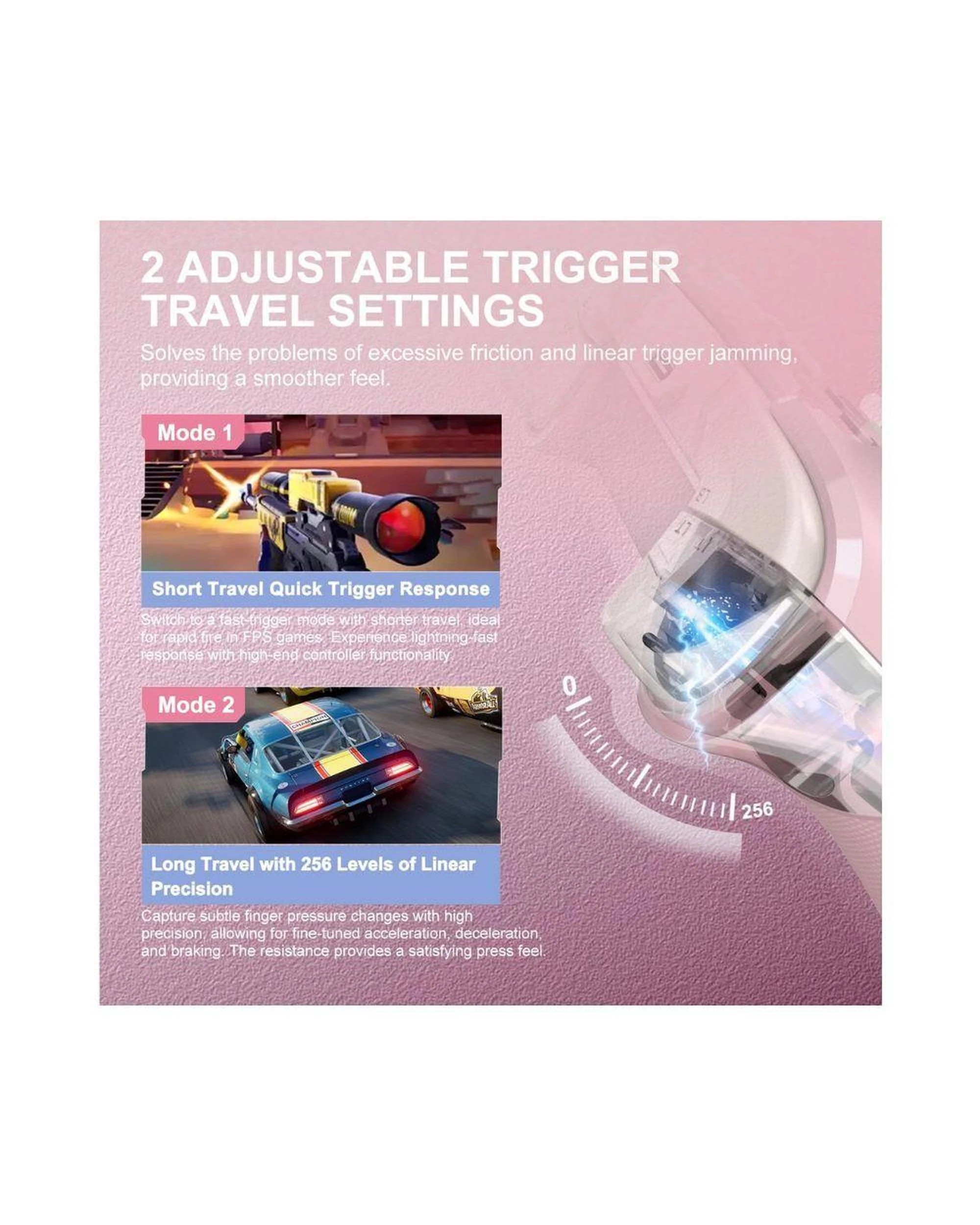 5 PXN P5 Wireless Gaming Controller 1000Hz Hall for PC Switch iOS Android Pink, 5 of 8