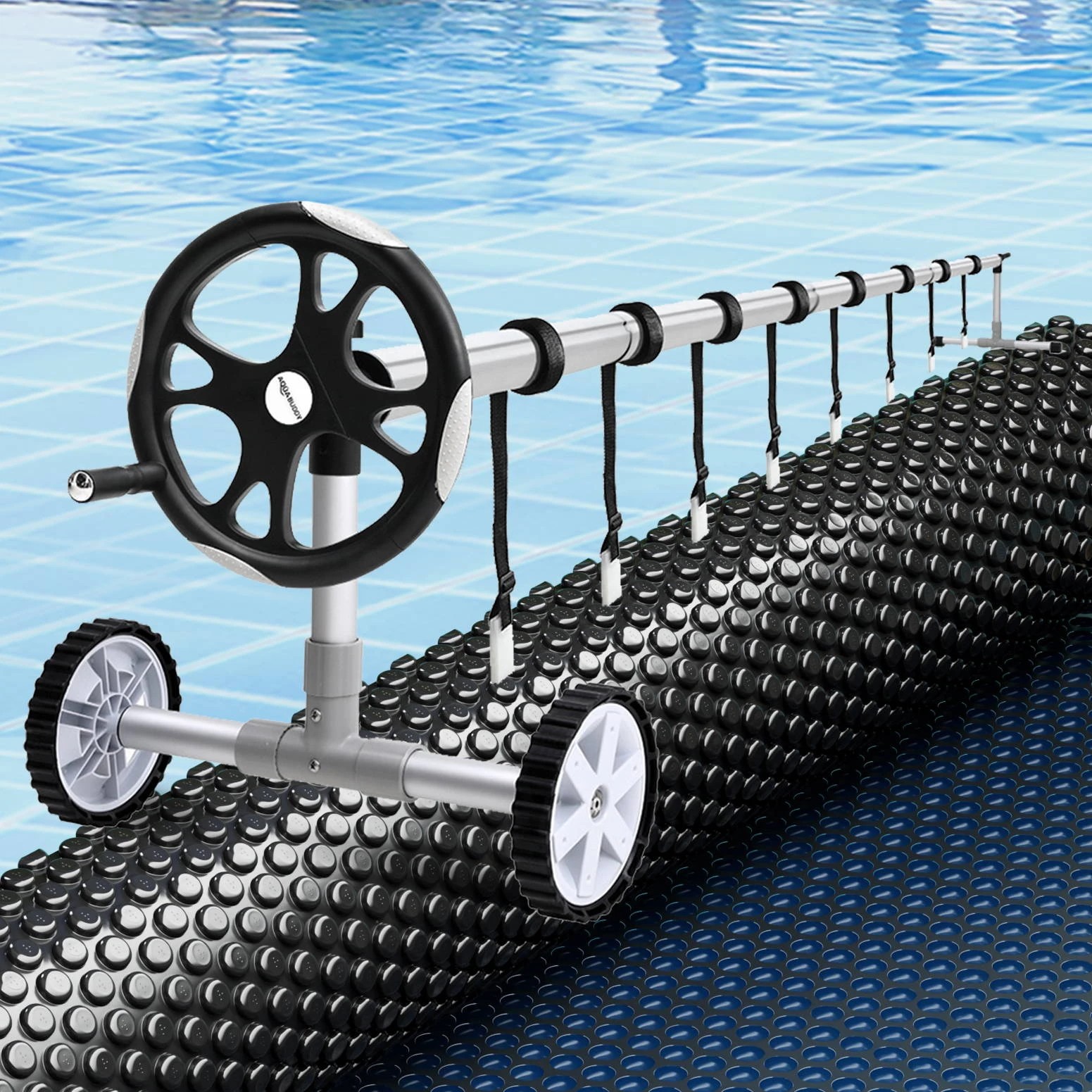 2 Aqua Buddy Pool Cover 600 Micron 12x6.4m w/ Roller 6.55m Swimming Pools Solar Blanket - Multi, 2 of 7