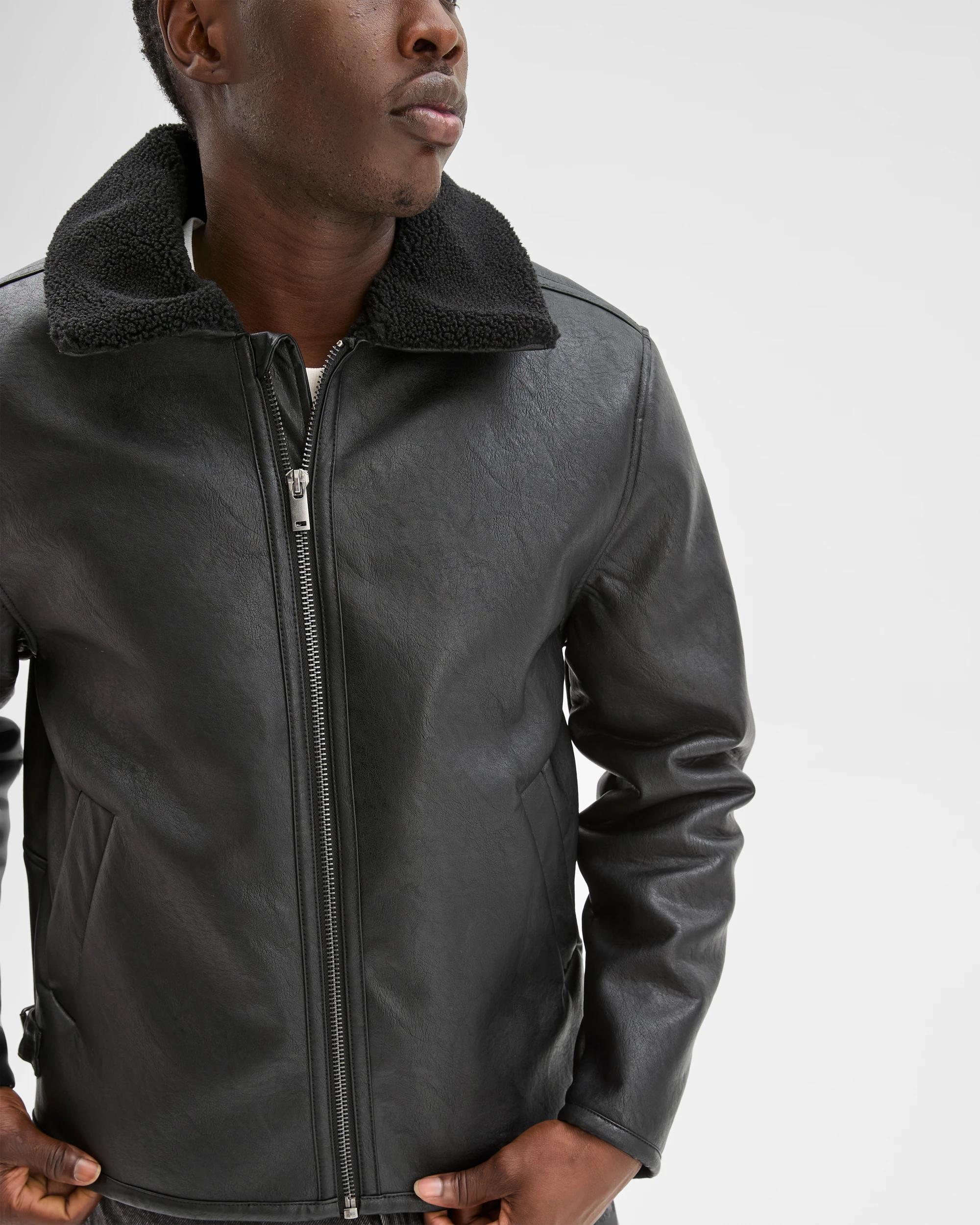 5 Commons Shirling Vegan Leather Flight Jacket BLACK, 5 of 6