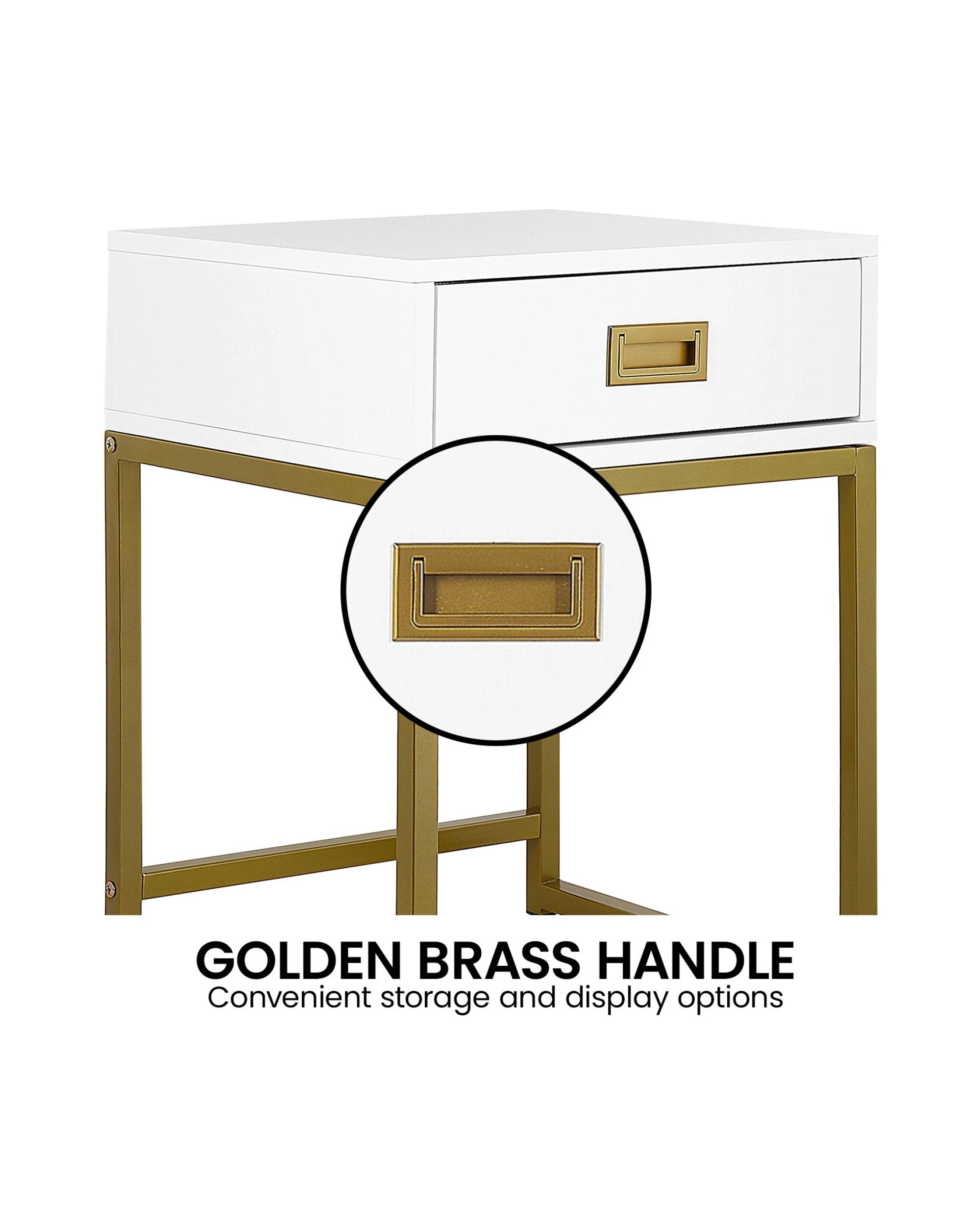 7 Sarantino Emilia Bedside Table Night Stand - White Gold, 7 of 9