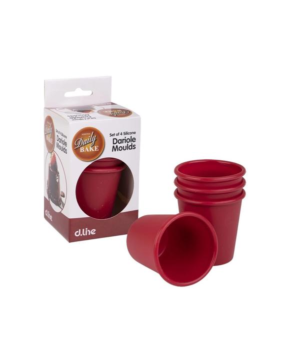 D.line 4 Pack Daily Bake Silicone Dariole Mould 120ml Non Stick Oven Safe - Red