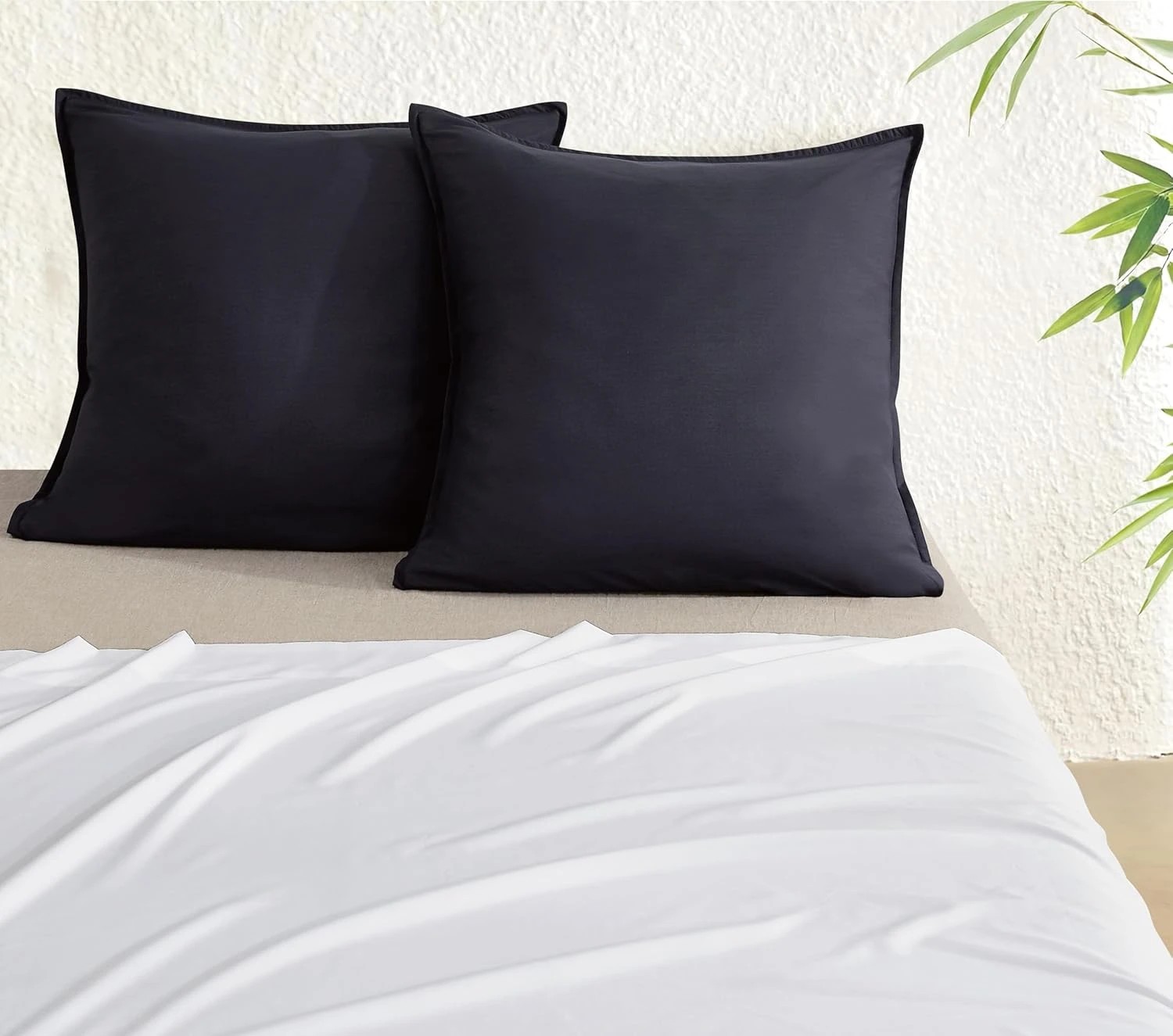 2 Gioia Casa 2-Pack Bamboo Microfibre European Pillowcases Soft Hypoallergenic - Charcoal, 2 of 5