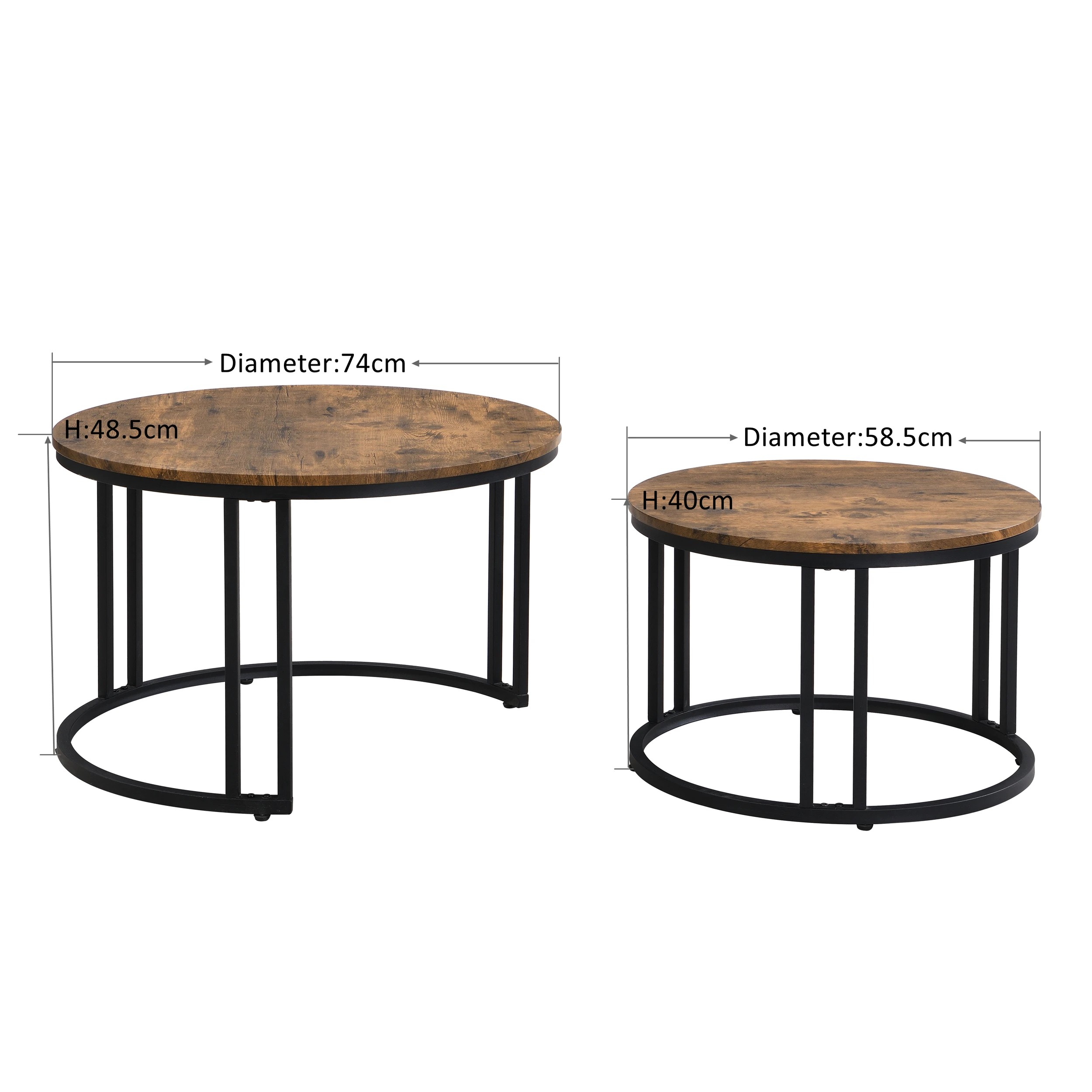9 IHOMDEC Round Metal and Wooden Nesting Coffee table - Brown, 9 of 9