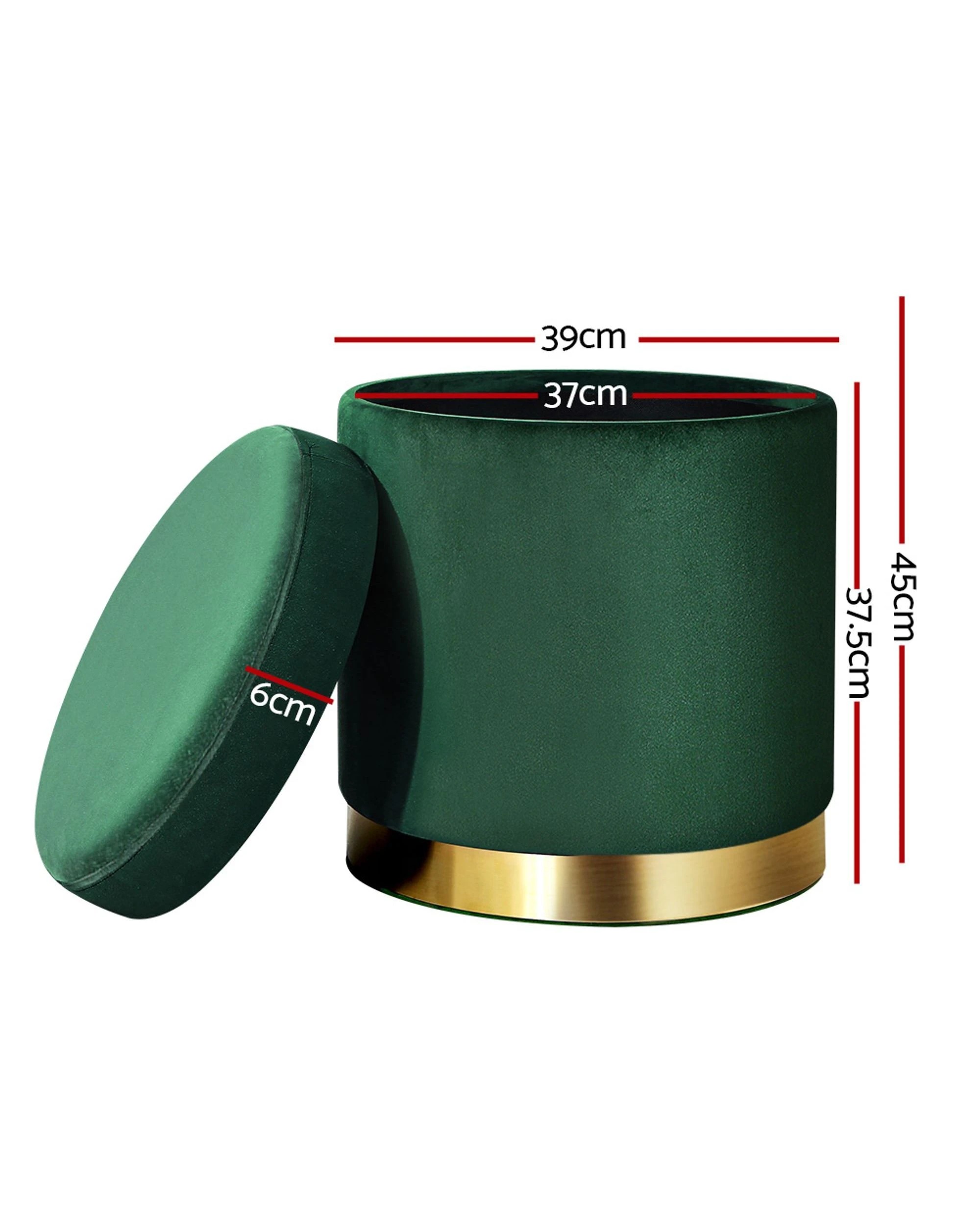 2 Artiss Ottoman Storage Foot Stool Round
 - Green, 2 of 2