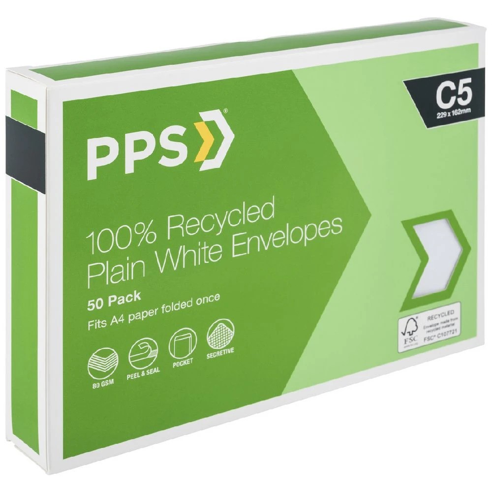 1 PPS C5 Plain Faced Envelopes 50 Pack, 1 of 4