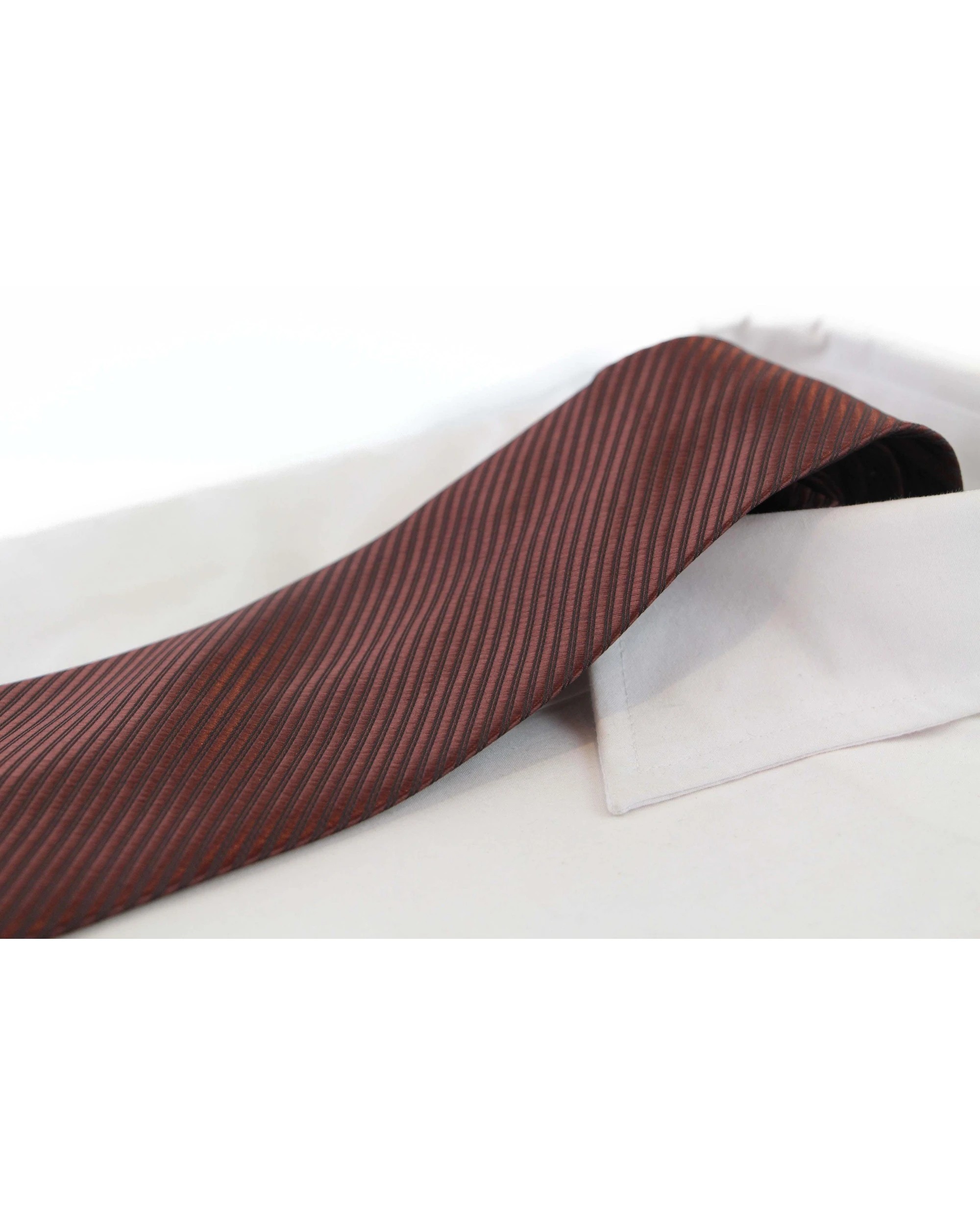 1 Zasel Mens Dark Brown Striped 10cm Classic Neck Tie, 1 of 2