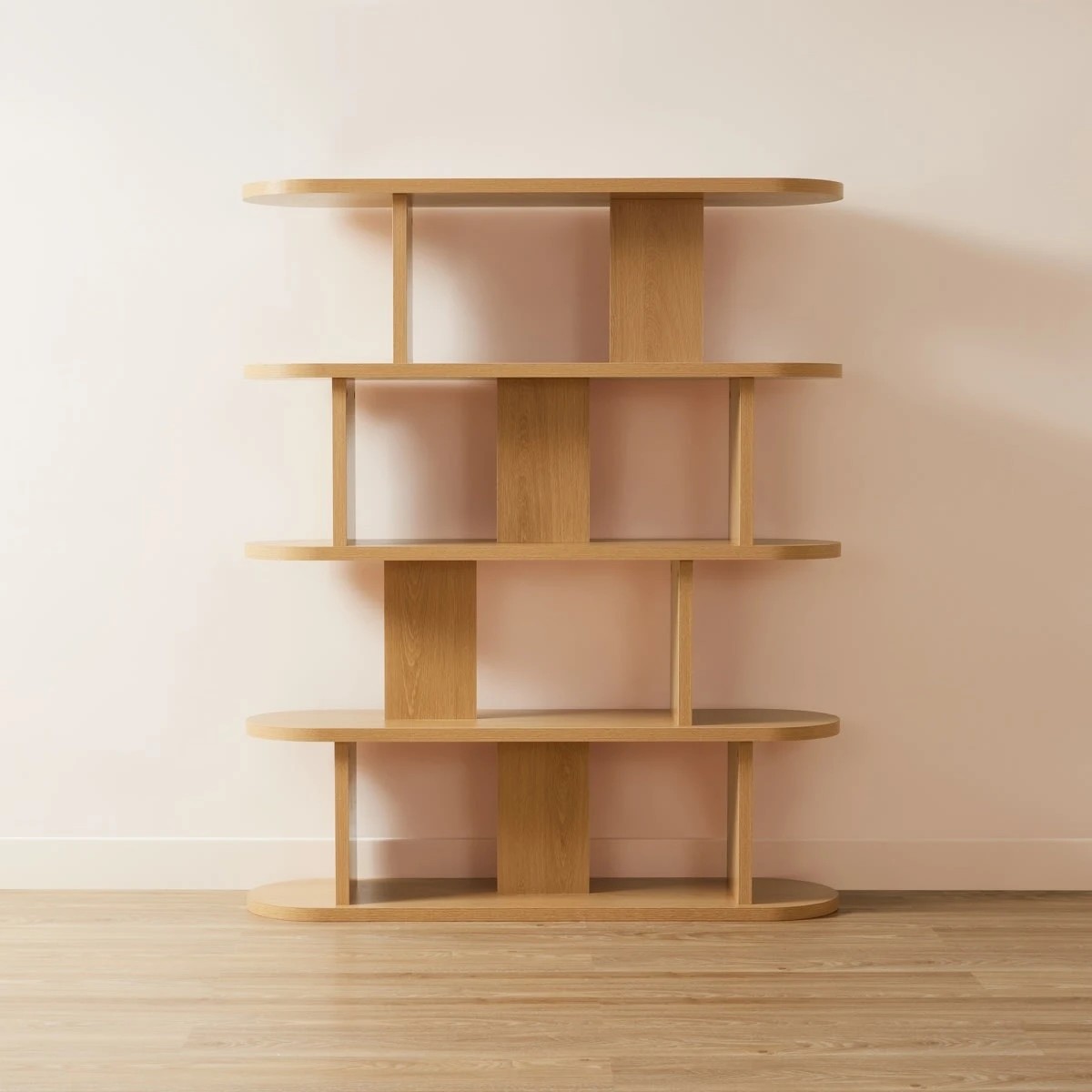 3 5 Tier Lozenge Bookshelf - Oak Look, 3 of 6
