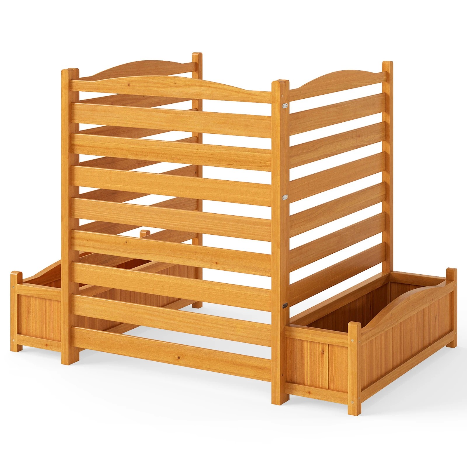 1 Costway 3-Panel Wood Privacy Screen Air Conditioner Fence Trash Can Enclosure Planter Box Garden Bed, 1 of 1
