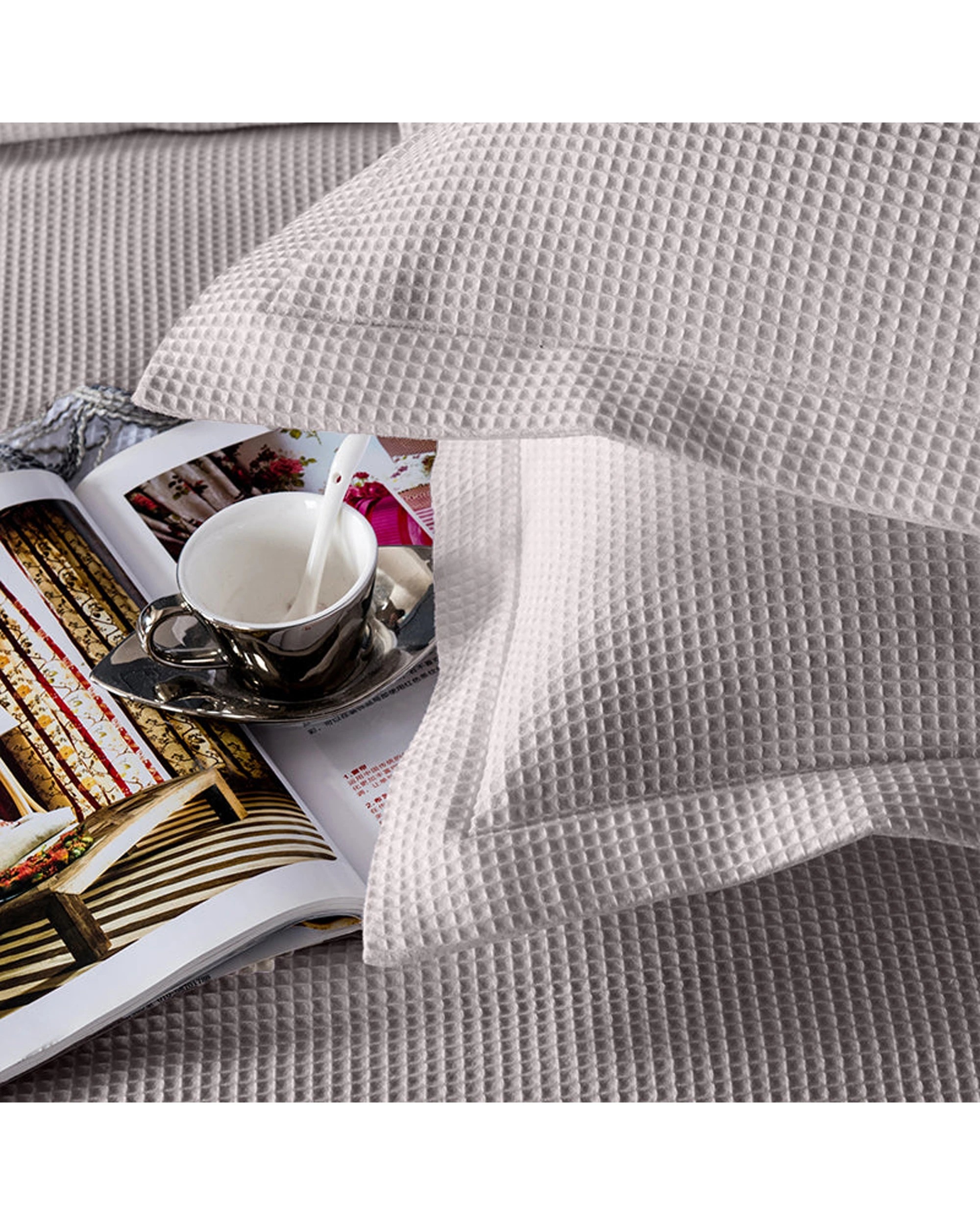 3 Cotton More Waffle Quilt Cover Set 100% Premium Cotton 240gsm Single Light Mocha - Beige, 3 of 5