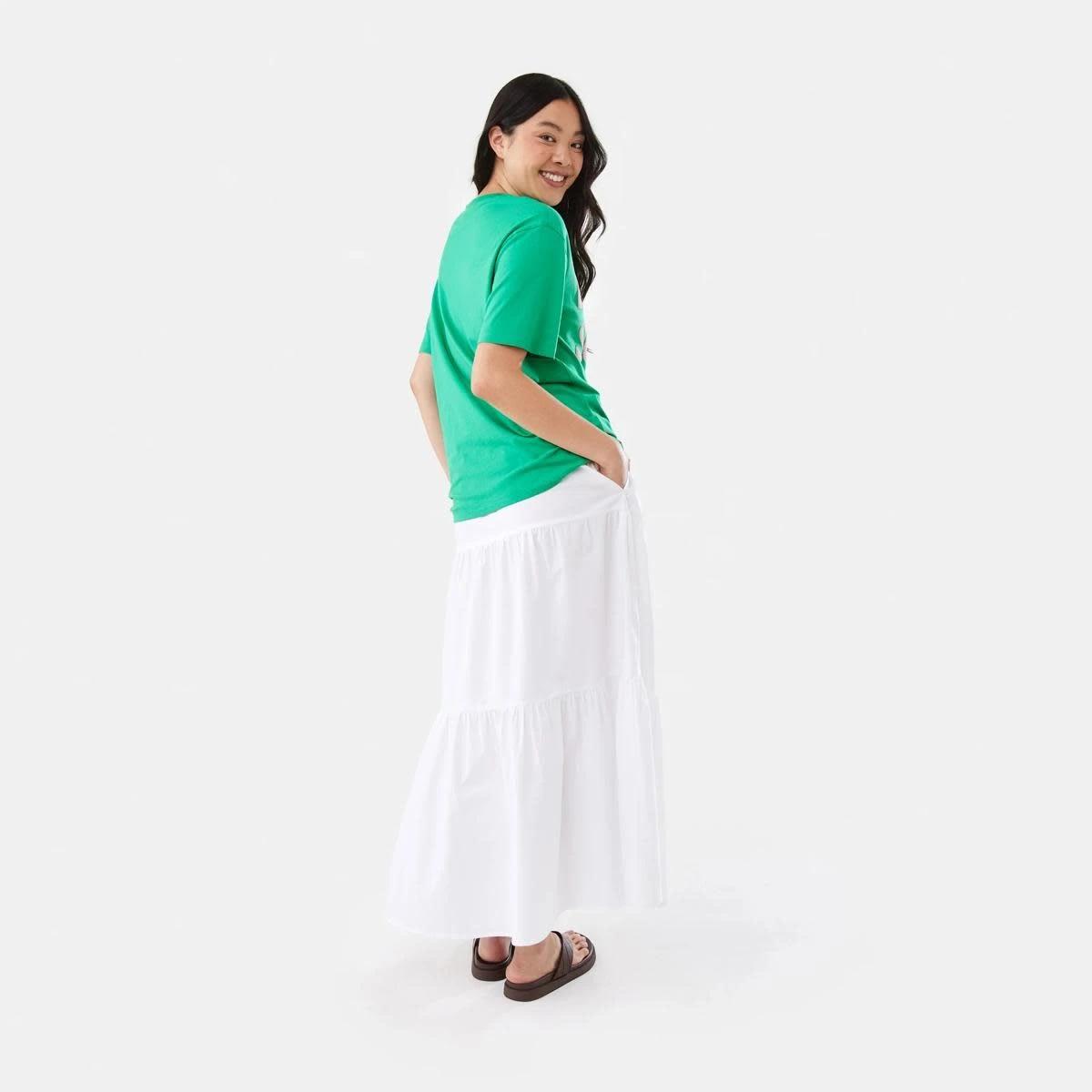 4 Poplin Tiered Maxi Skirt WHITE, 4 of 8