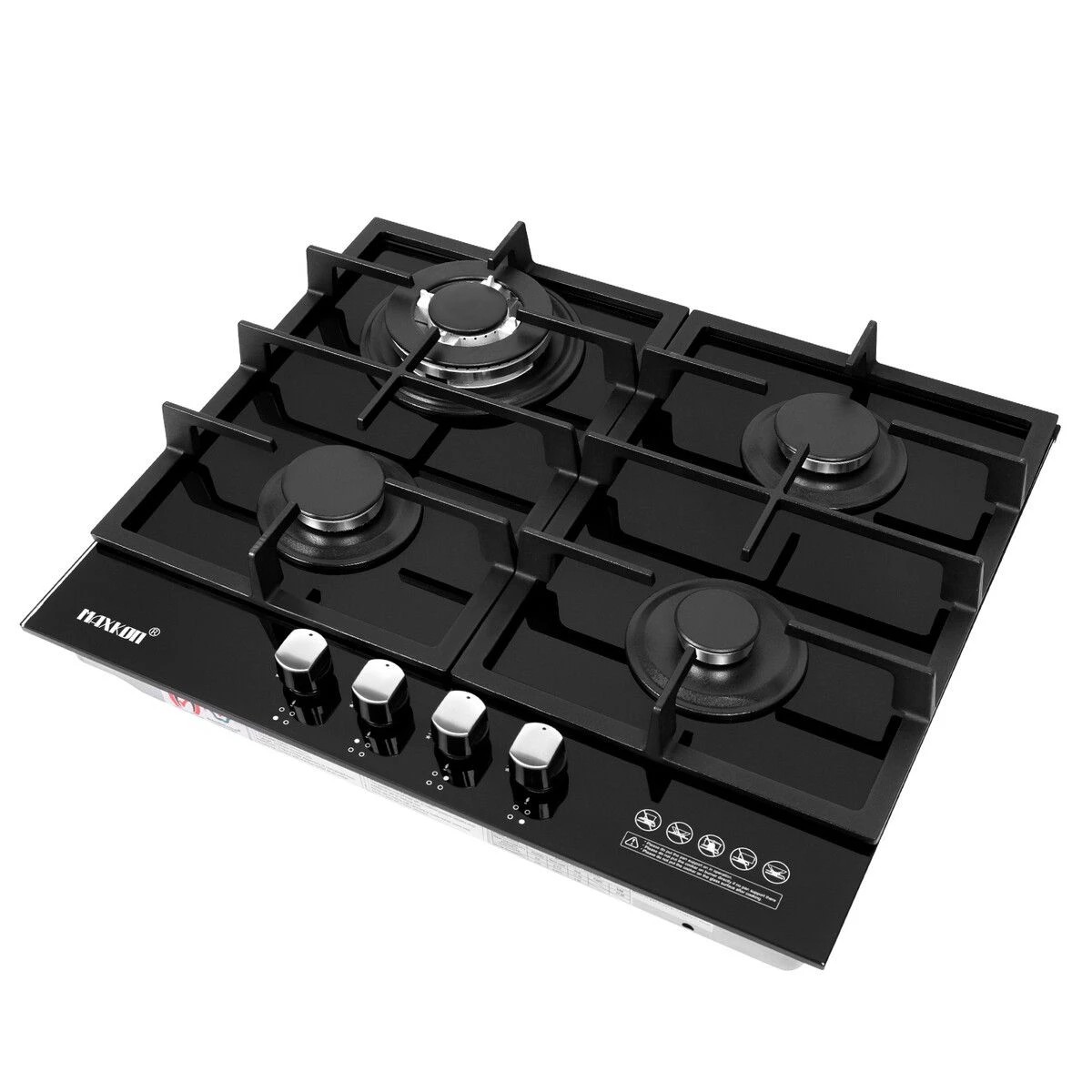 1 Maxkon 60cm Gas Cooktop 4 Burners Cooker Stove Black, 1 of 1