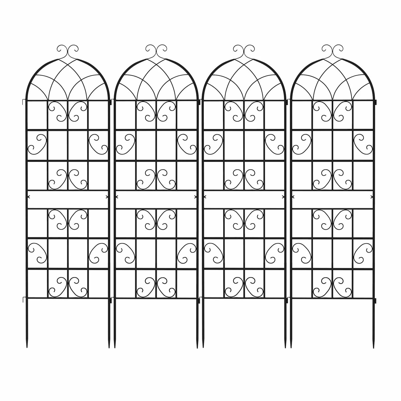 1 Costway 4x Metal Garden Trellis 50x180cm Outdoor Trellis Climbing Plant Stand Fence - Black, 1 of 4