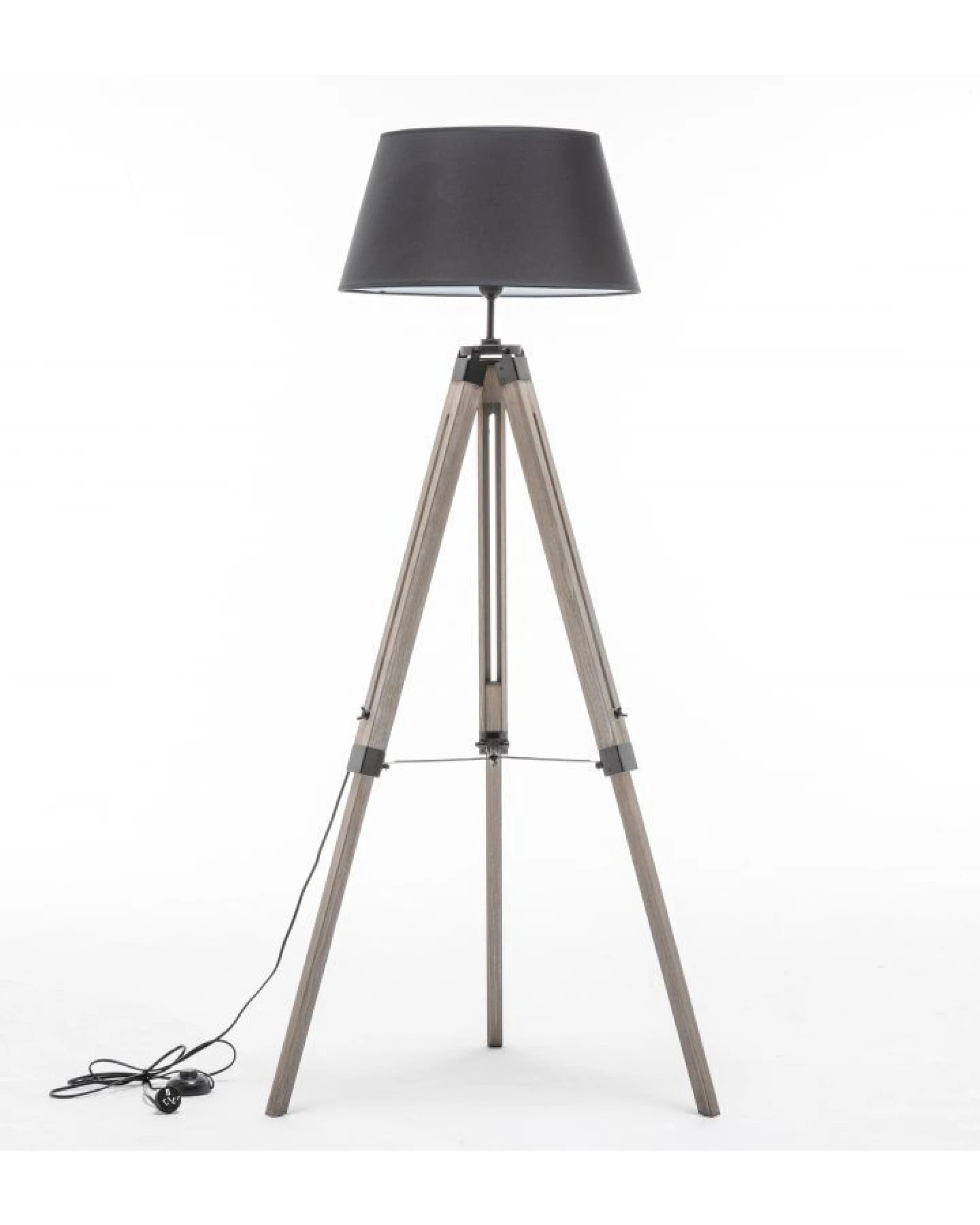 9 BR Home Tripod Floor Lamp with Linen Shade and Wooden Base, 9 of 10