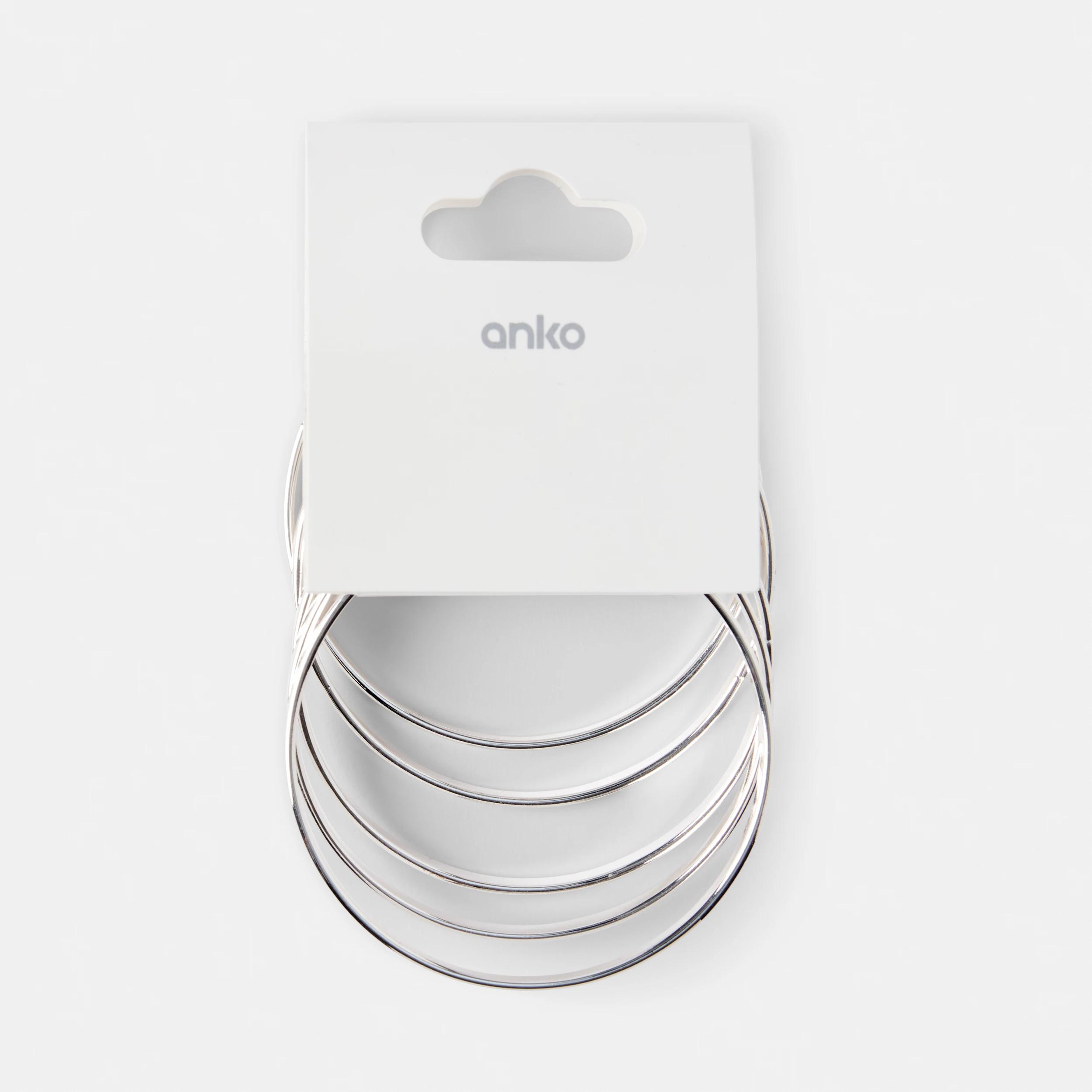 6 5 Pack Thin Bangles Silver, 6 of 6