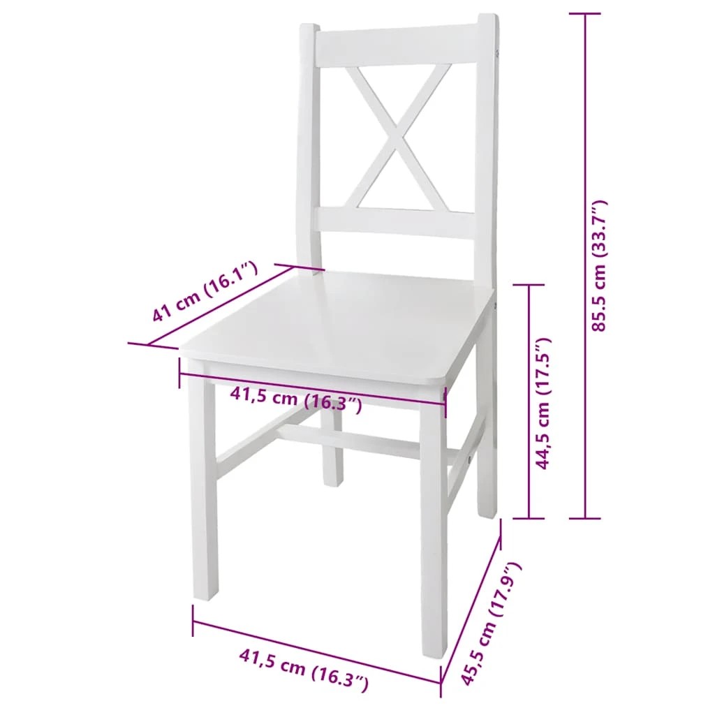4 Vidaxl Dining Chair Wooden Dining Chair - White, 4 of 4
