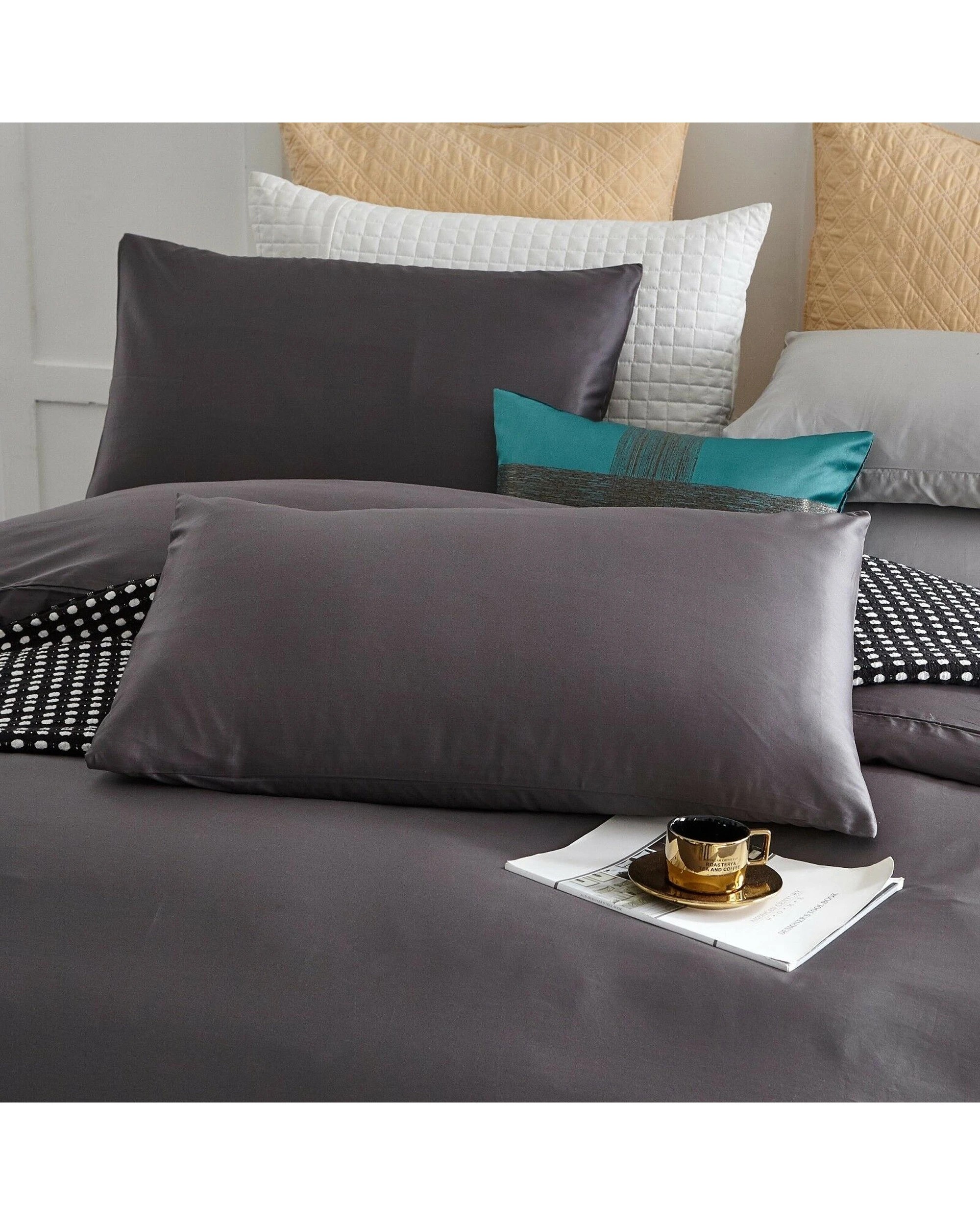 2 Cotton More 2pc Sateen Cotton 650TC Pillowcase Set 48x73cm Steel - Grey, 2 of 5
