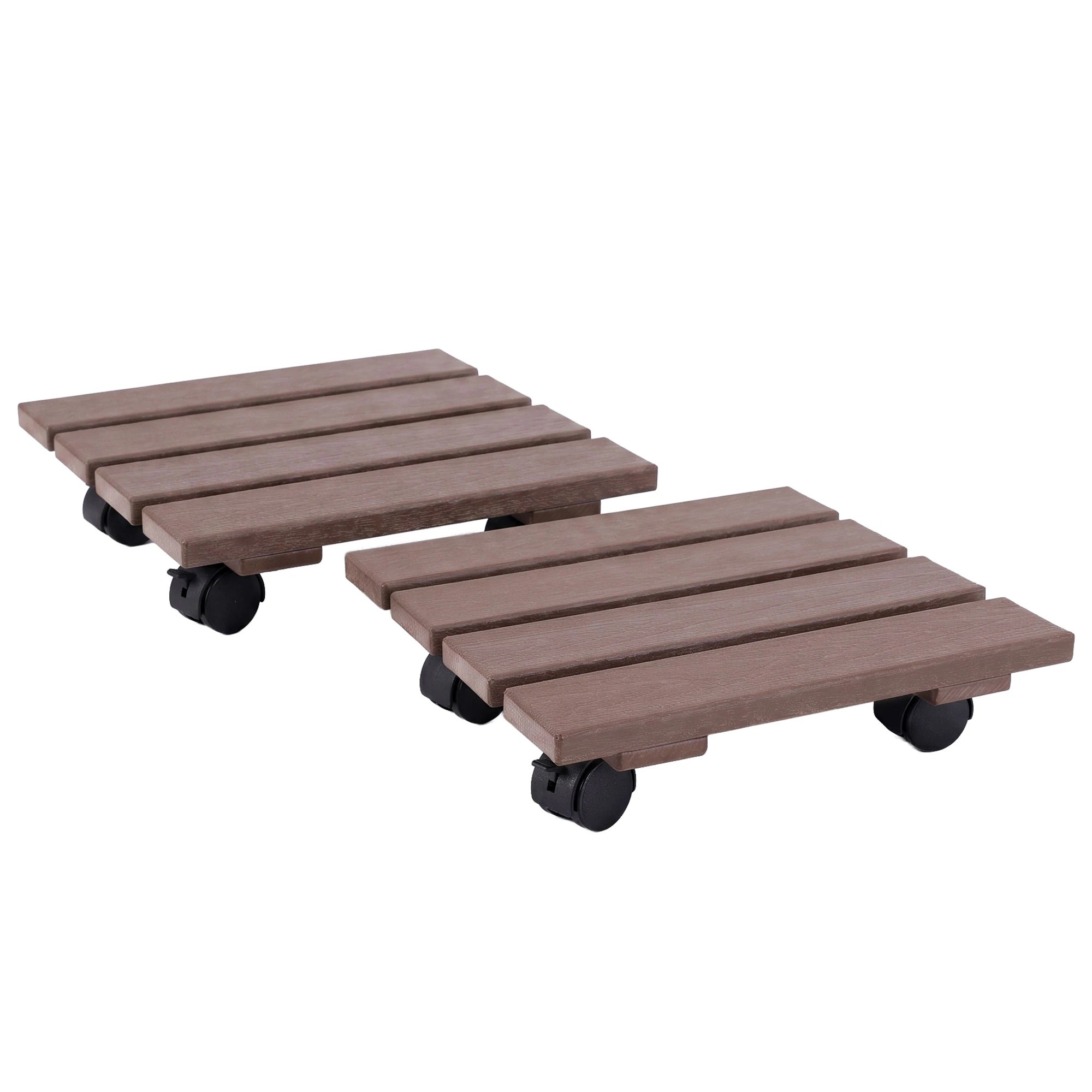 1 Gardeon 2PC Plant Carts HDPE Plant Caddy With Lockable Wheels Rolling - Brown, 1 of 7