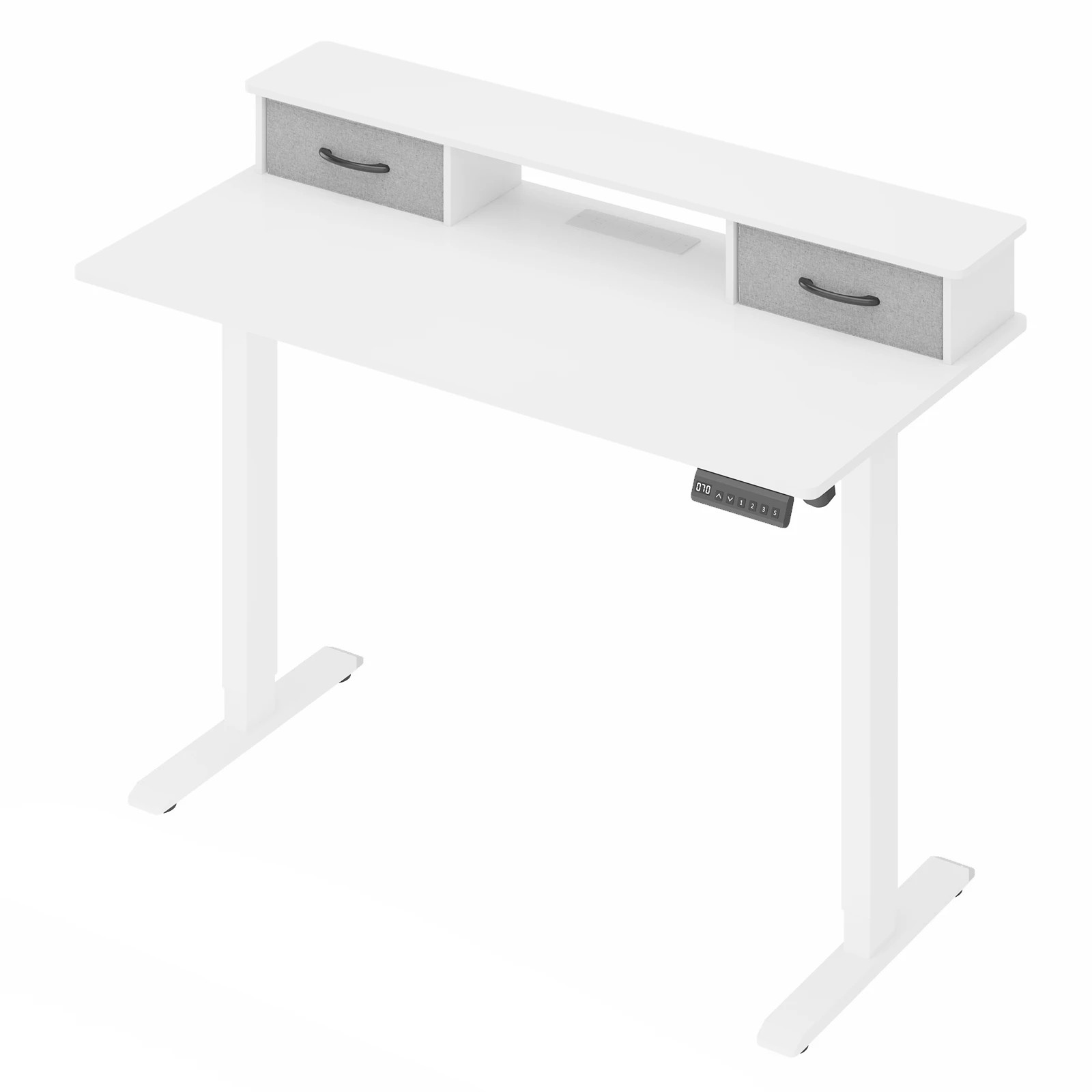 1 Advwin Electric Standing Desk Adjustable Height with Monitor Stand and 2 Drawers - White, 1 of 5