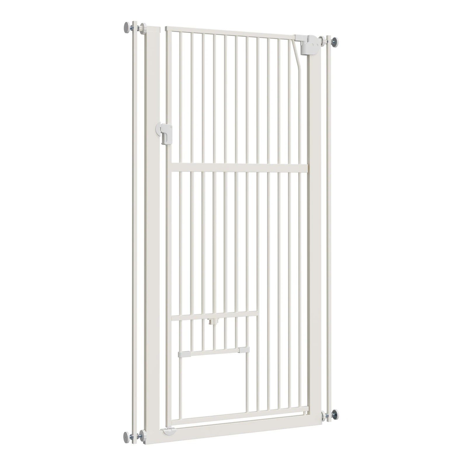 4 Alopet 143cm Retractable Safety Gate Pet Dog Cat with Walk Through Door - White, 4 of 7