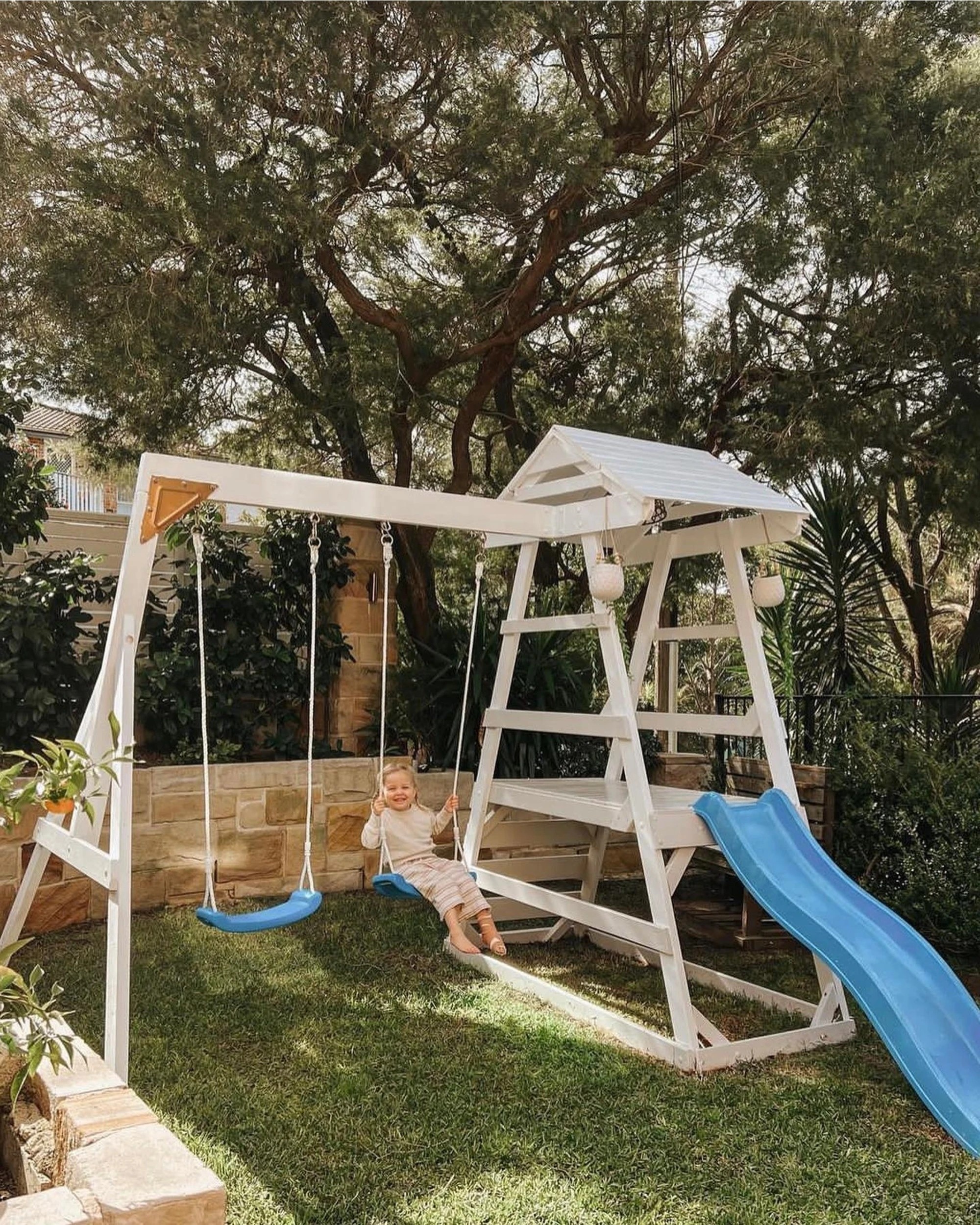 6 Hide & Seek Kids Milo Swing Set with Slide & Climbing Wall - Pearl - White, 6 of 7