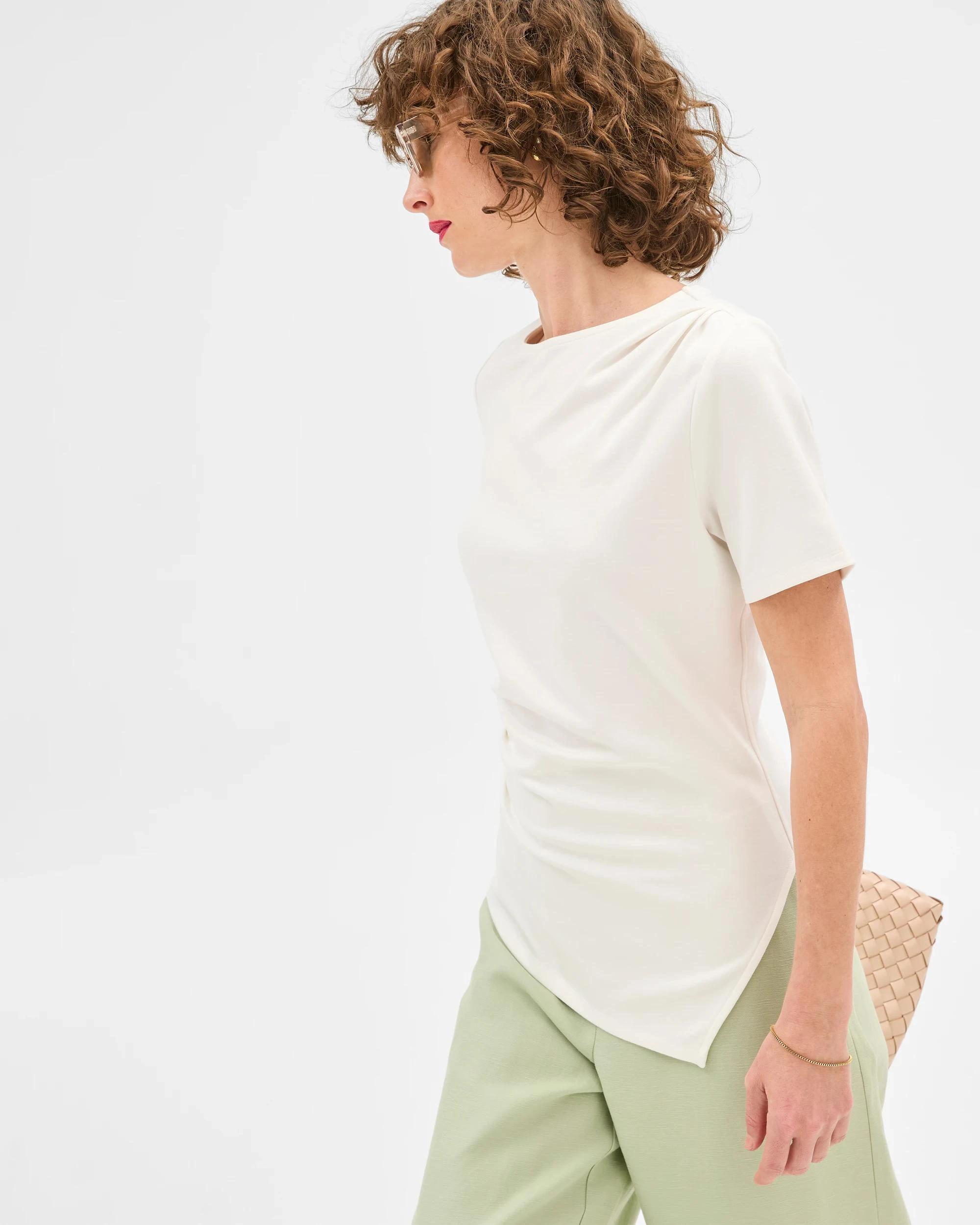 3 Gathered Ponte Top - Preview CLOUD DANCER, 3 of 5