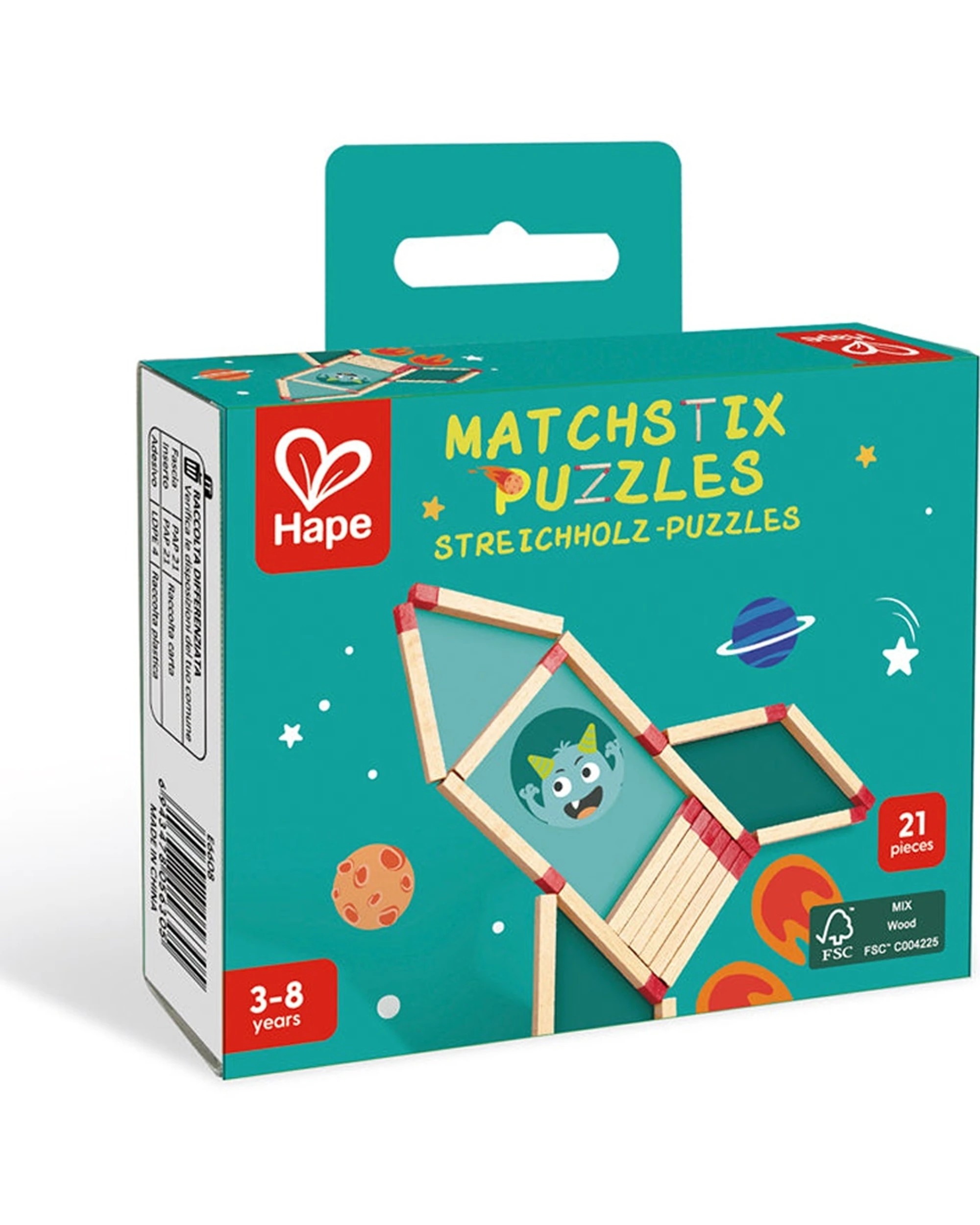 2 Hape Matchstix Puzzles Wooden Building Set Kids Toy - Natural, 2 of 6