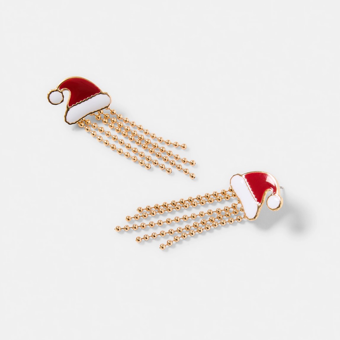 3 Christmas Santa Hat Earrings - Red, White and Gold Tone, 3 of 5