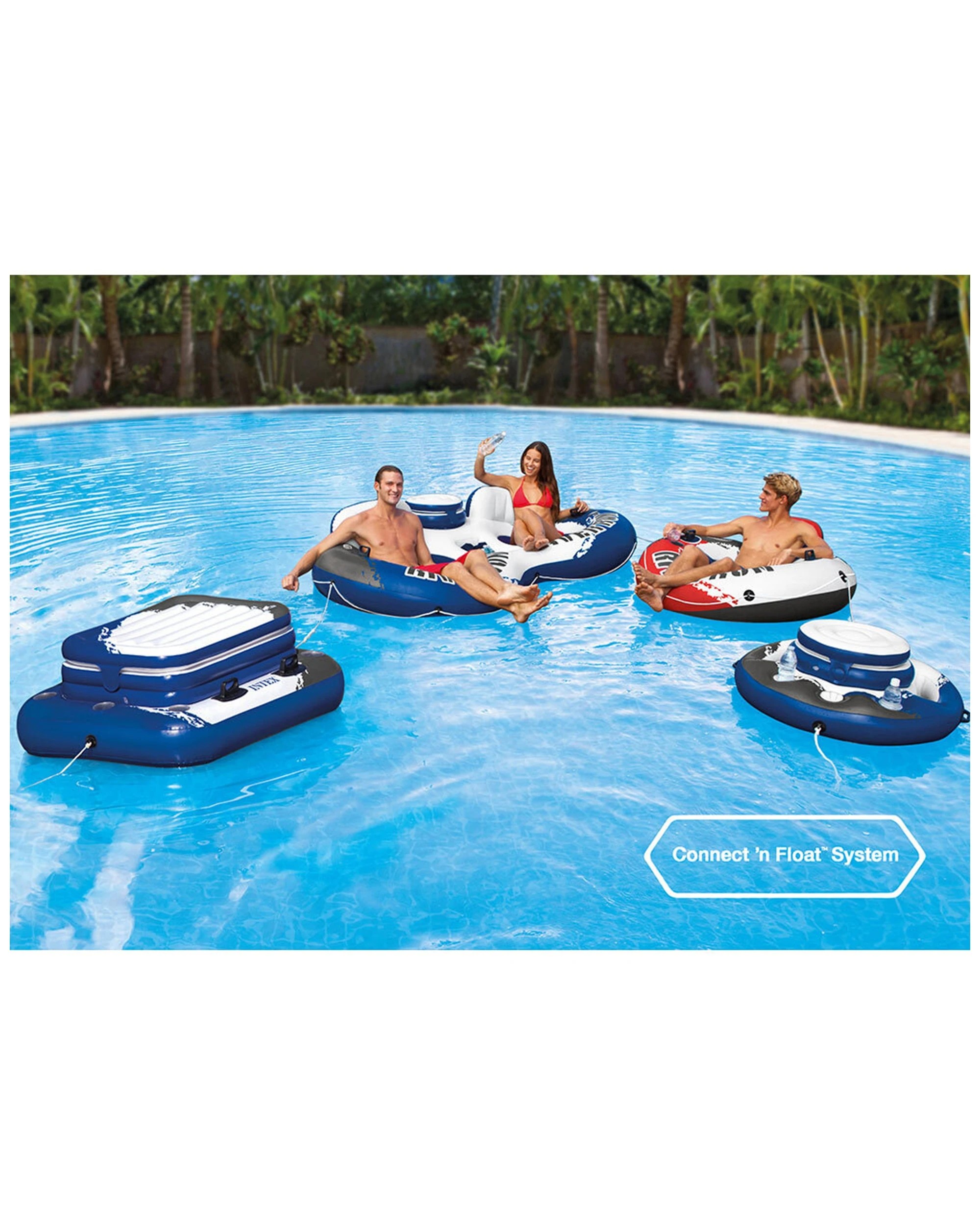 3 Intex 135cm River Ring Inflatable Water Tube Floating Seat/chair Cup Holders - White, 3 of 6