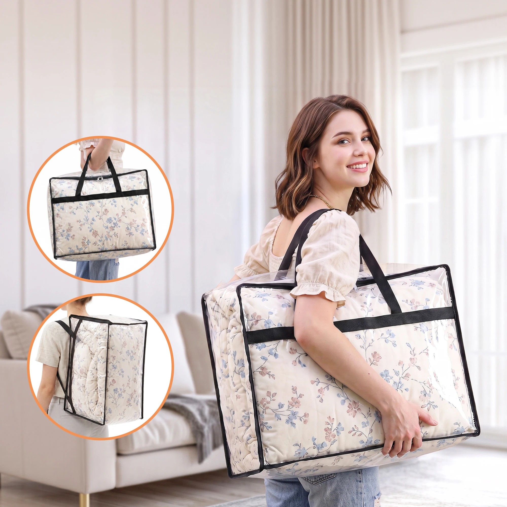 5 Artiss Blanket Storage Bags 4Pcs 40L PVC Box Clothes Organiser - Multi, 5 of 9