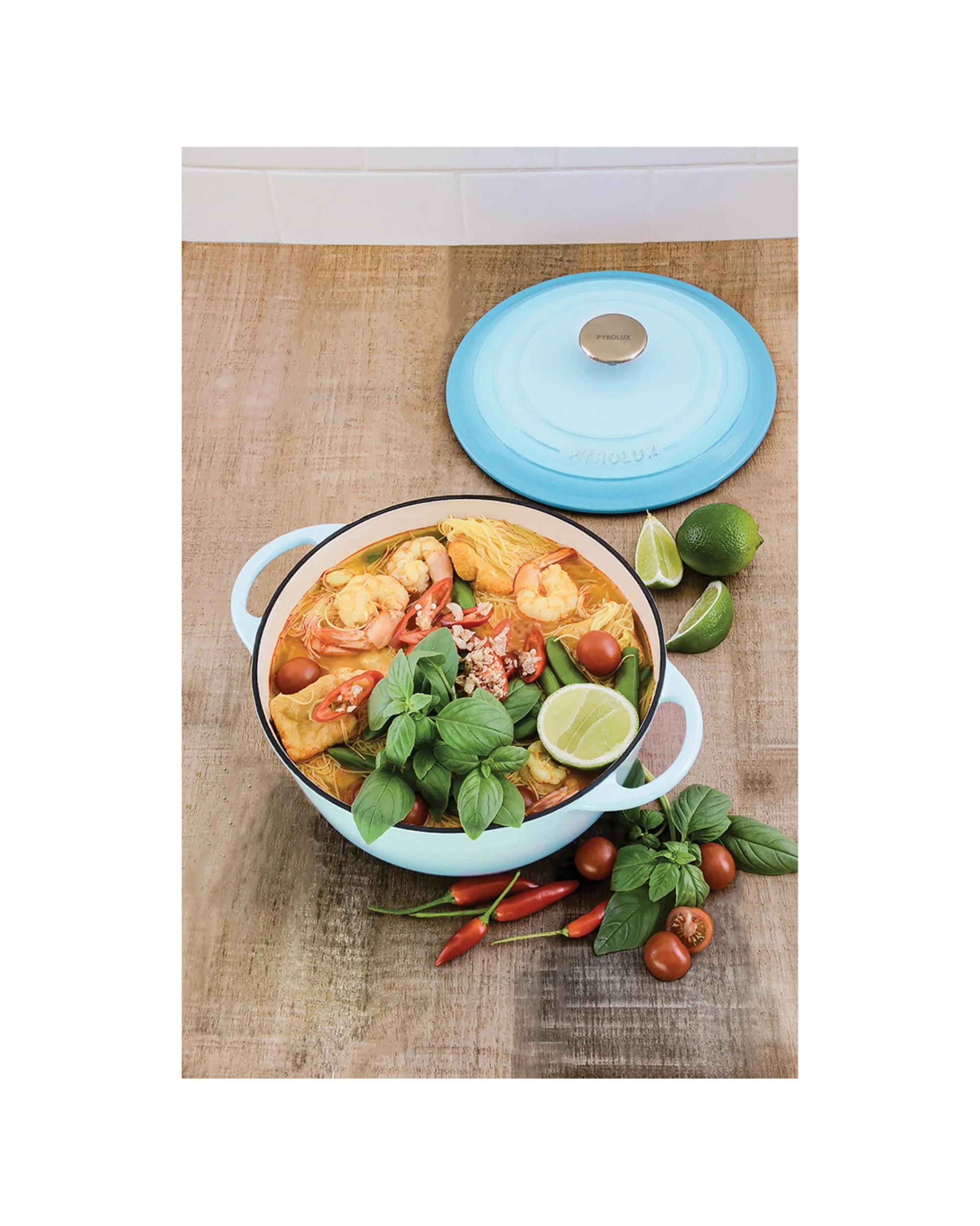 3 Pyrolux Pyrochef Cast Iron Round French Oven With Lid 28cm 6L Oven Safe - Blue, 3 of 3