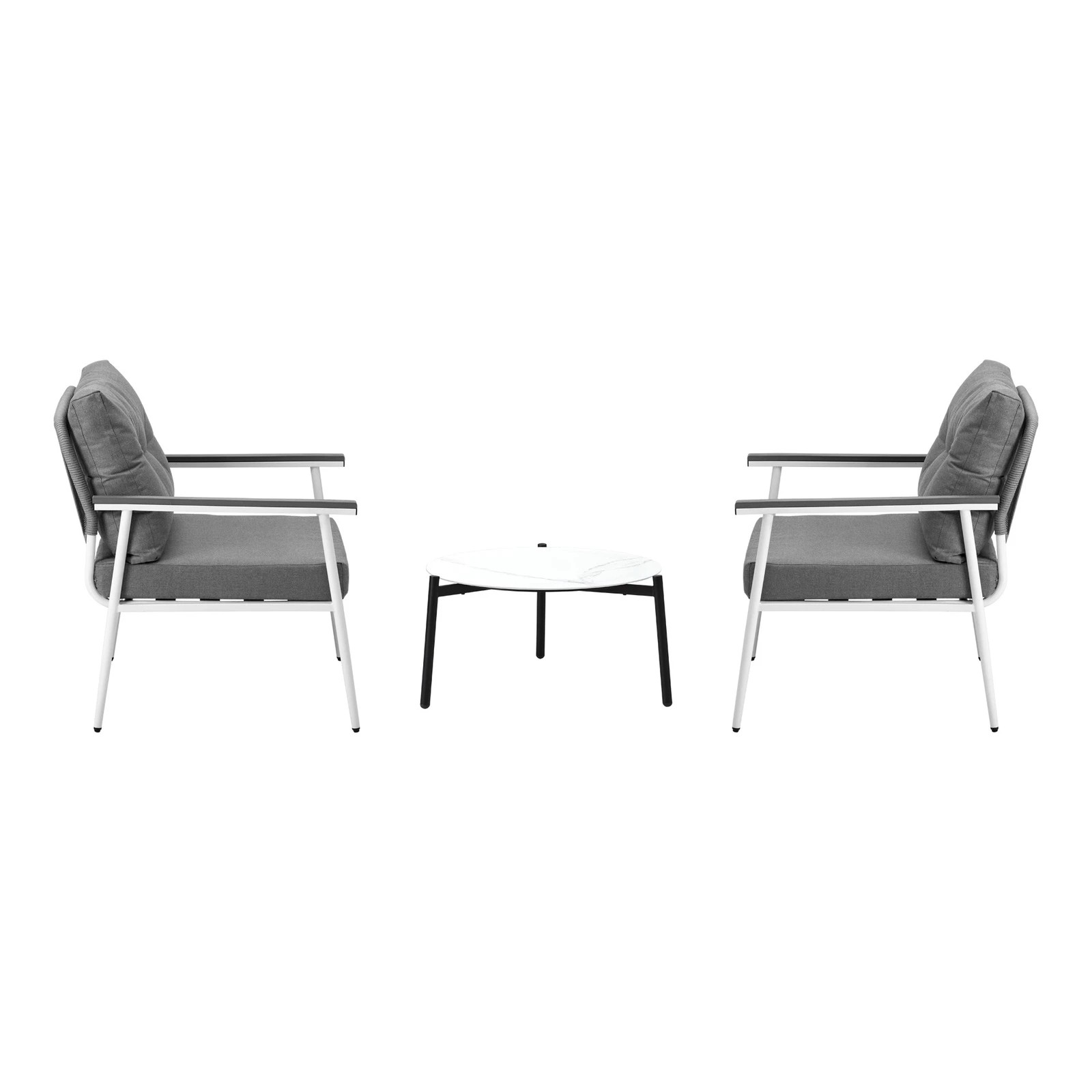 7 Livsip Outdoor Patio Setting 3PC Bistro Lounge Furniture Set 50cm White Table - Multi, 7 of 9