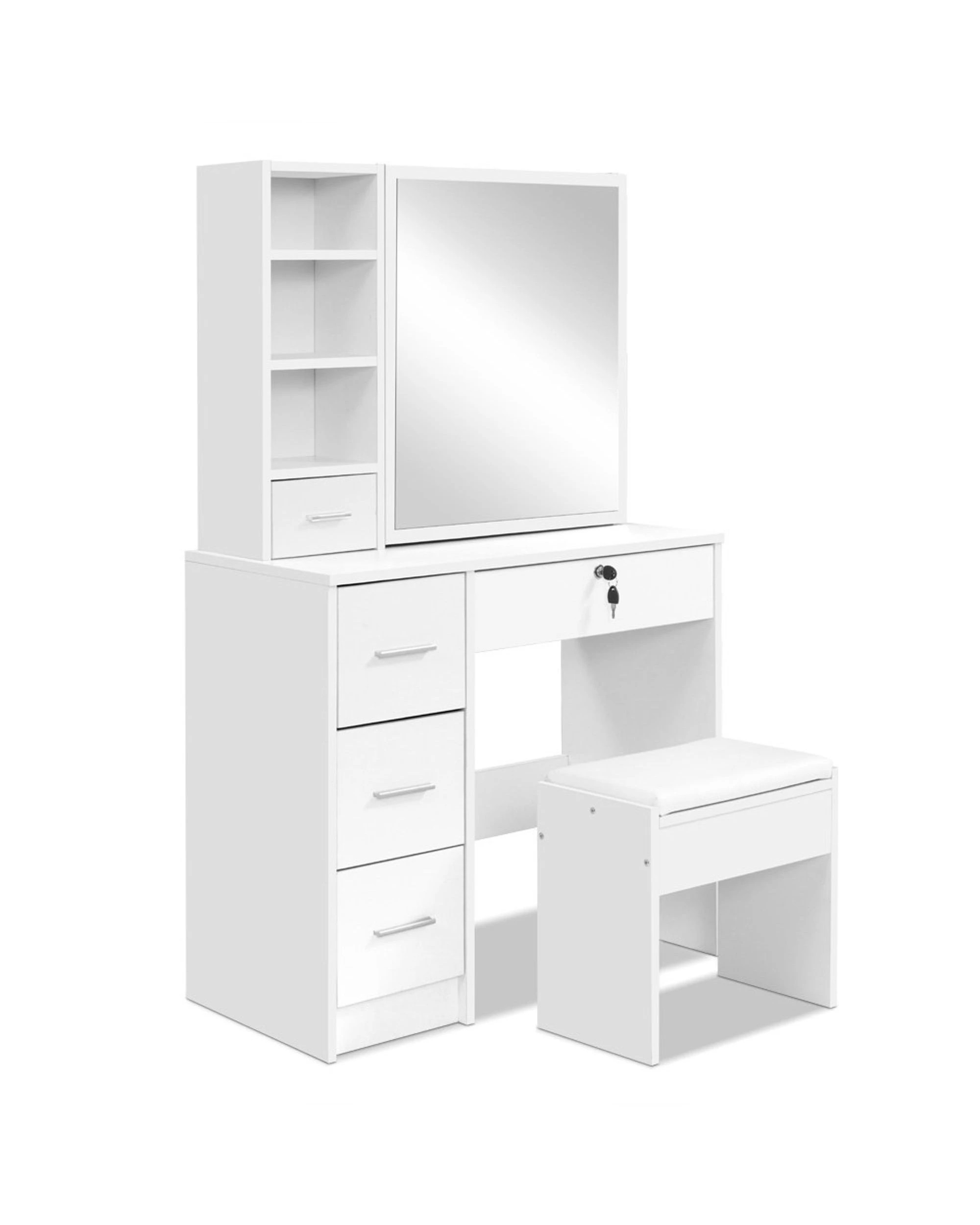 3 Artiss Dressing Table Stool Set Sliding Mirror
 - White, 3 of 3