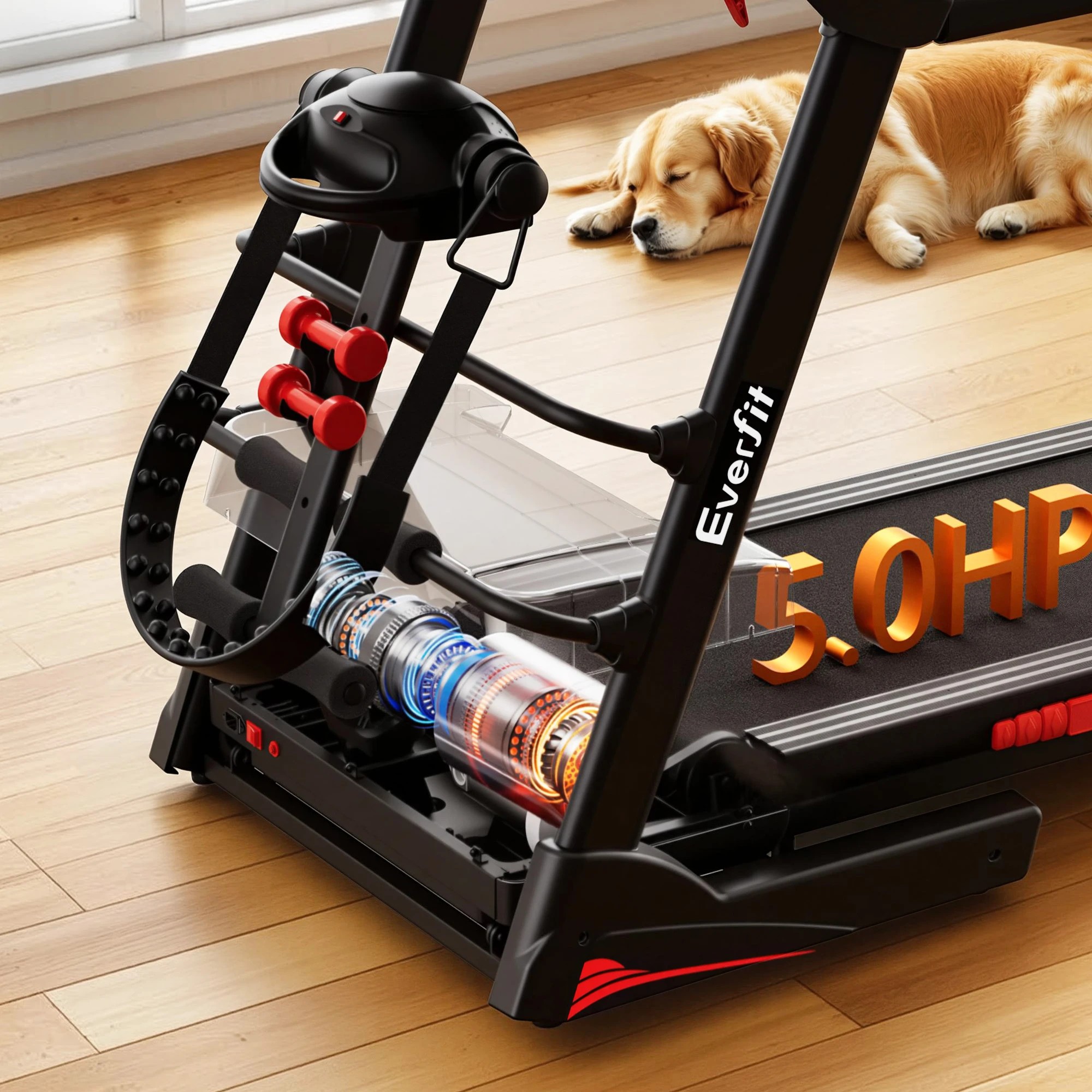 10 Everfit 5 in1 Treadmill Electric Home Gym Fitness Exercise Machine w/ Massager 480mm, 10 of 10