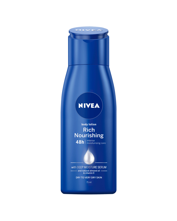Nivea Rich Nourishing Body Lotion 75ml - Natural Almond Oil and Vitamin E