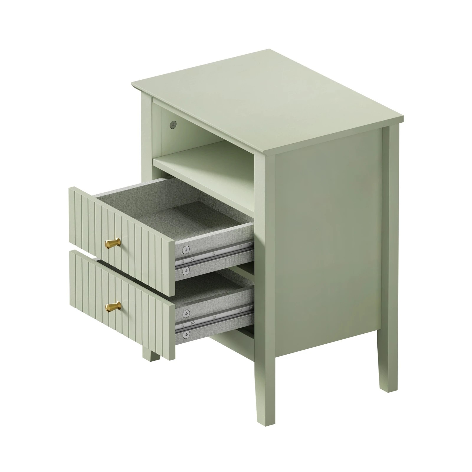 8 Oikiture Bedside Table Nightstand 2 Drawer with Shelf Storage Cabinet - Green, 8 of 9