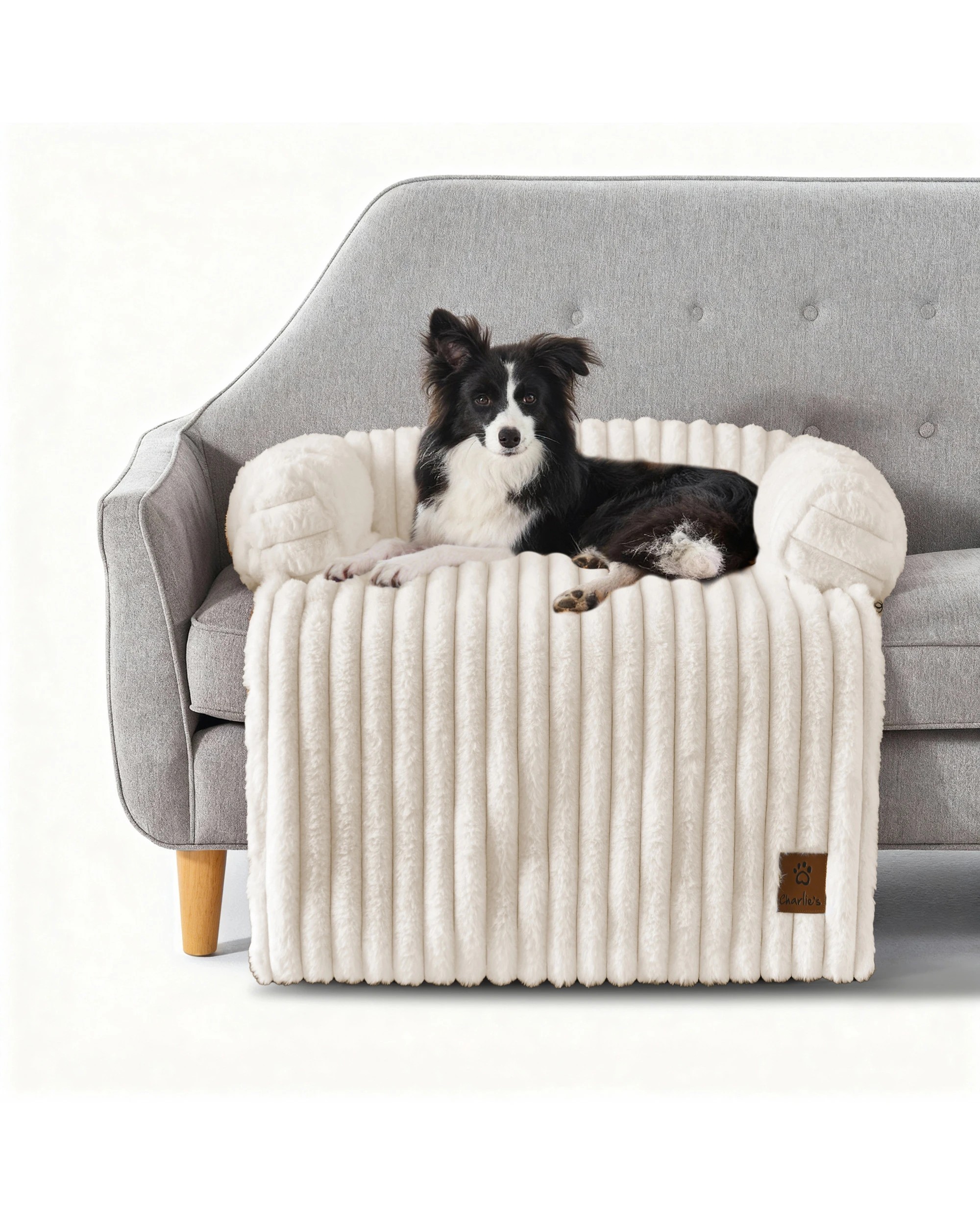 2 Charlie's Cloud Bolster Sofa Protector Dog Bed Small - Cream, 2 of 7
