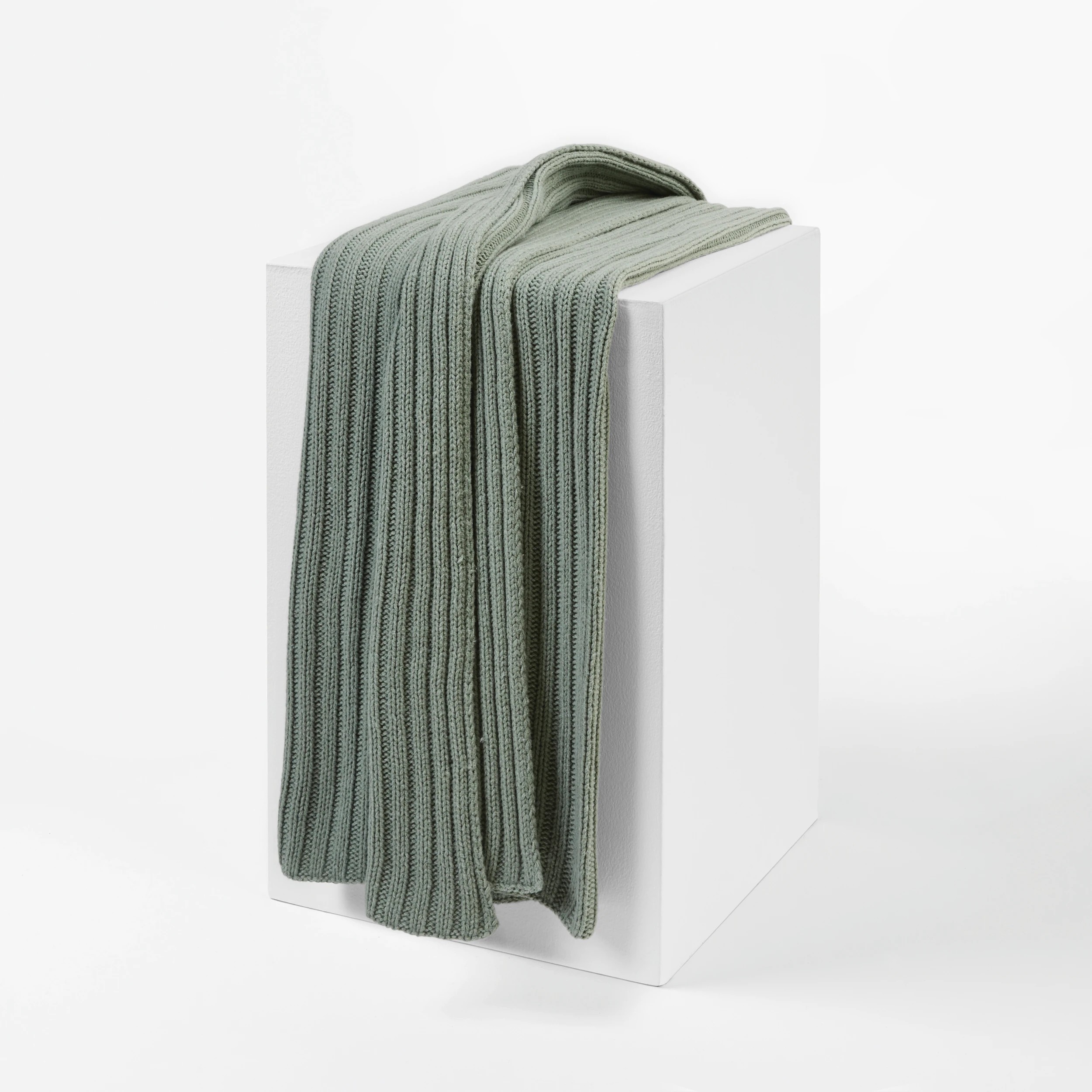1 Chunky Knit Ribbed Throw - Sage, 1 of 7