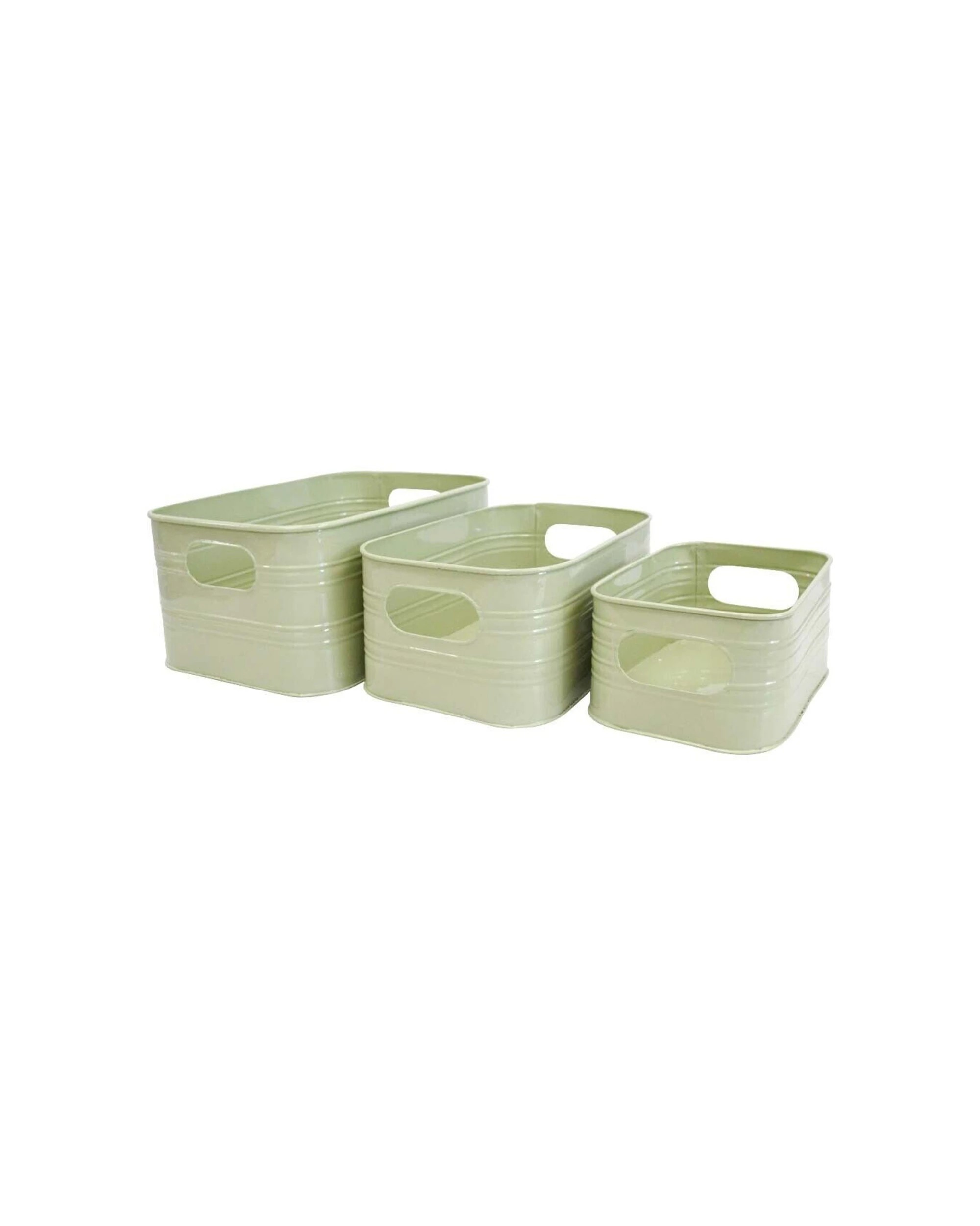 3 LVD 3Pc Metal Utility Box Set 29.5x19.5cm 25x16.5cm 19.8x14cm Stackable - Green, 3 of 3