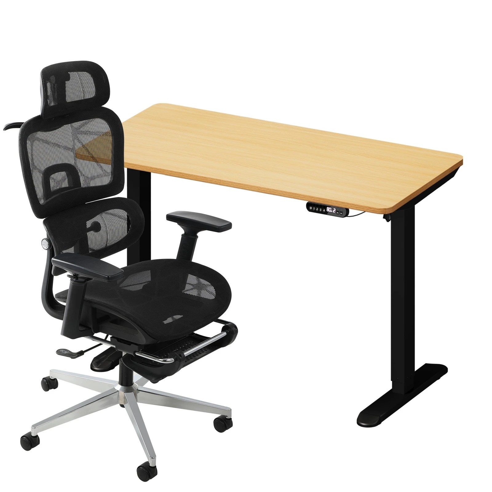 1 Oikiture Office Desk And Chair Set Mesh Ergonomic Chair Sit-stand Desk
 - Multi, 1 of 4