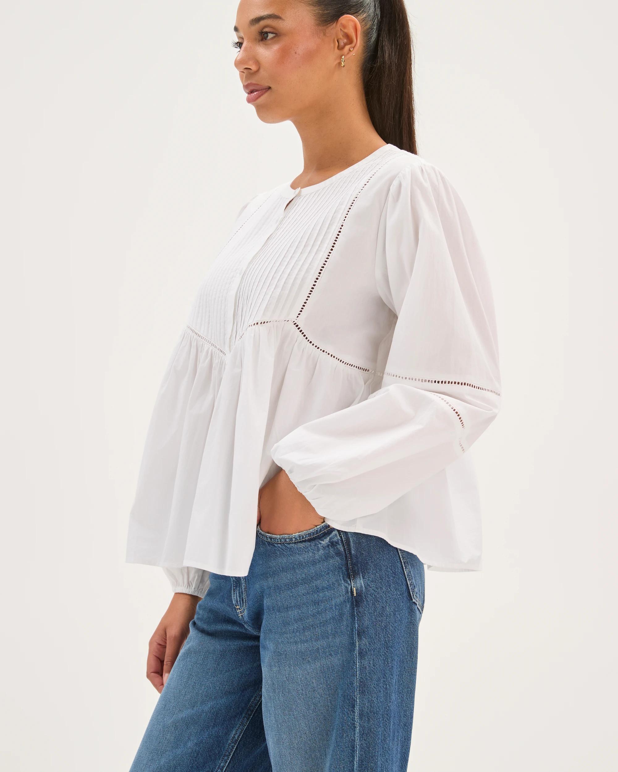 5 Target Woman Long Sleeve Femme Detail Blouse WHITE, 5 of 8