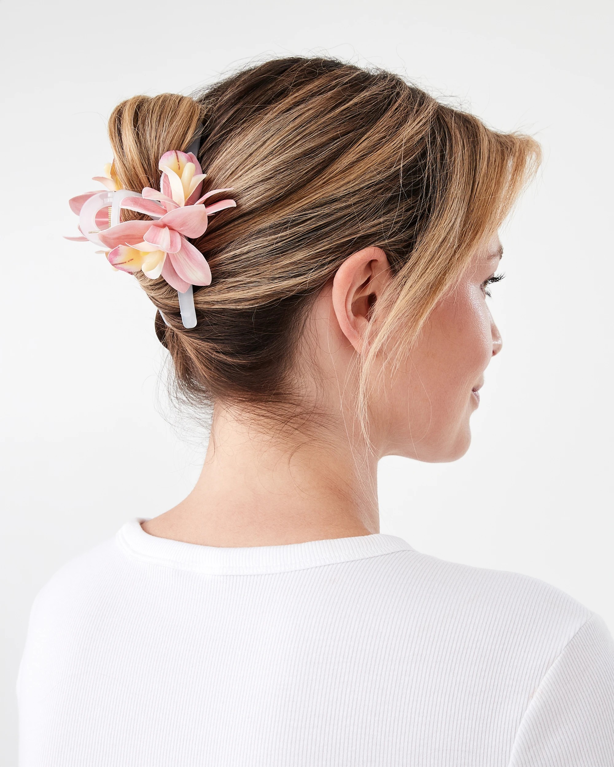 3 Pink Orchid Cluster Claw Hair Clip, 3 of 4