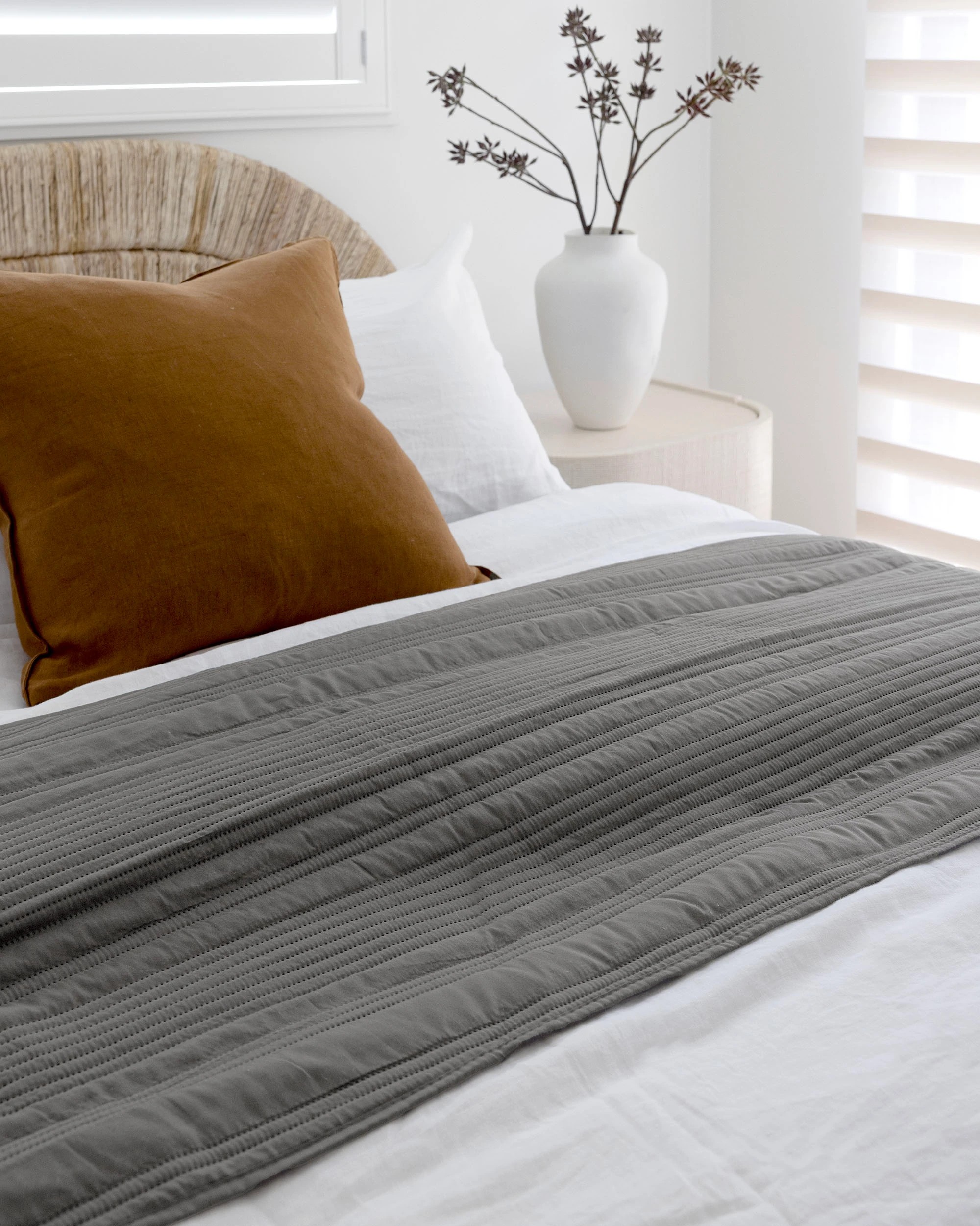 3 Bambury Flinders Embossed Microfibre Bed Runner - Charcoal, 3 of 4
