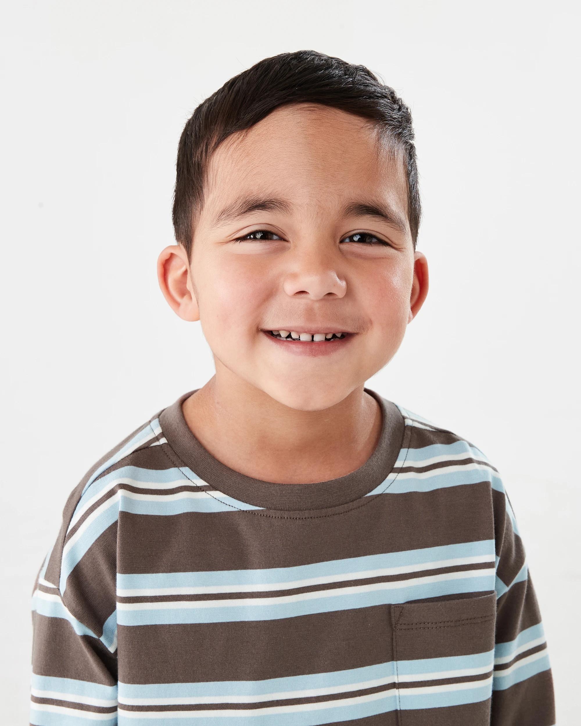 3 Long Sleeve Stripe T-shirt with Pocket Brn Stripe, 3 of 8