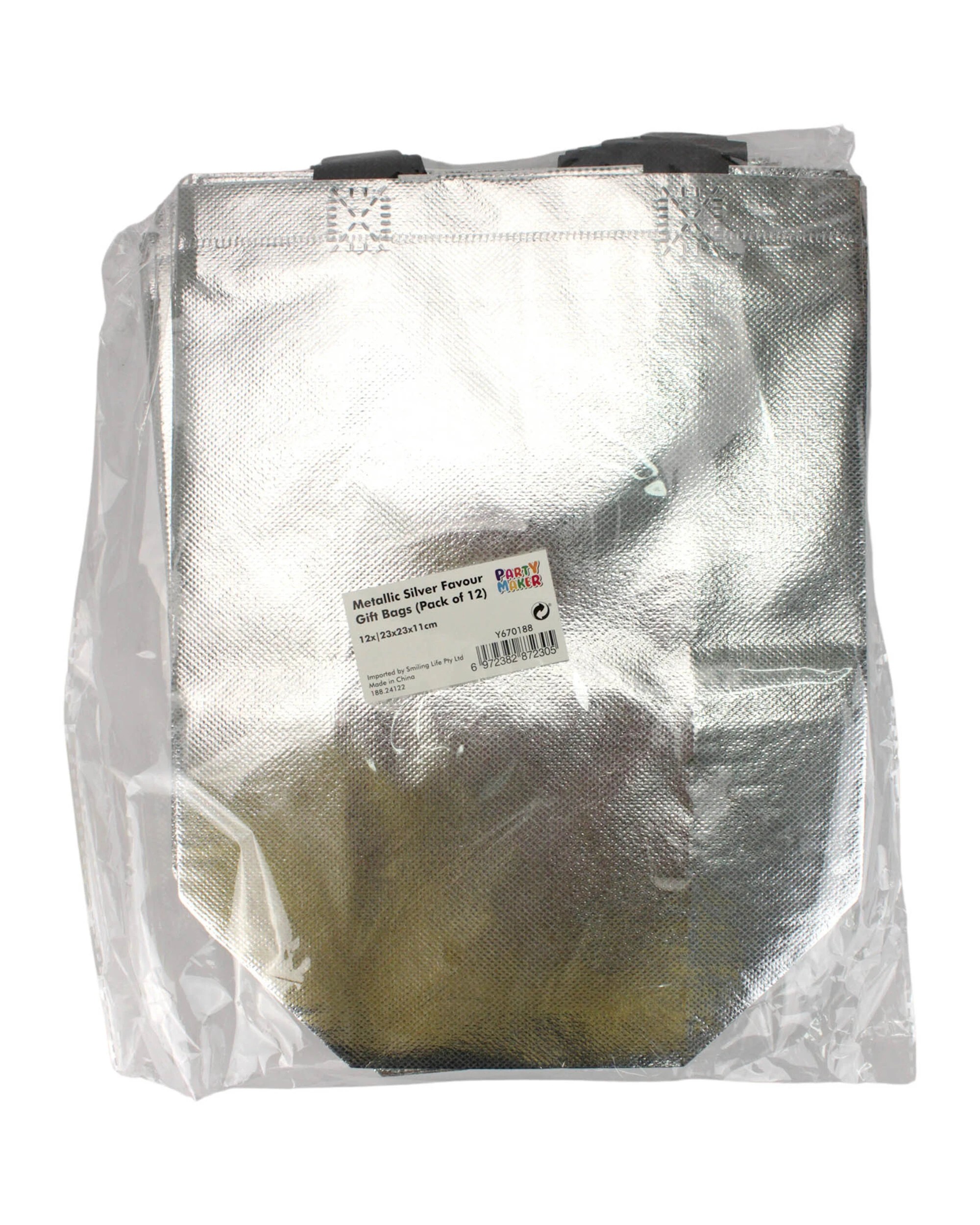 3 Party Maker Metallic Party Tote Bags Pack of 12 - Silver, 3 of 3