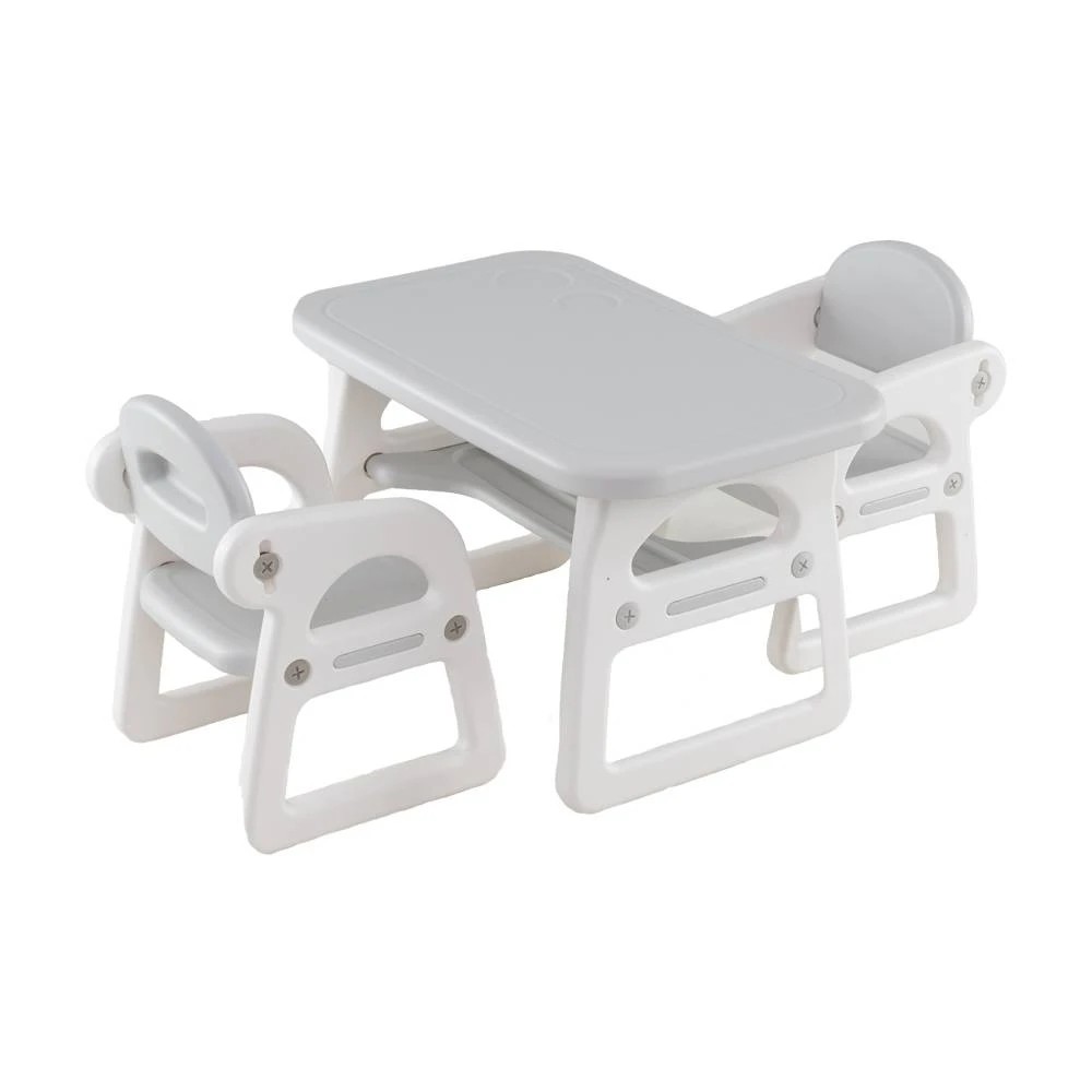 1 Costway 4-in-1 Table Chairs Set Activity Play Desk w/Blackboard - Grey, 1 of 1